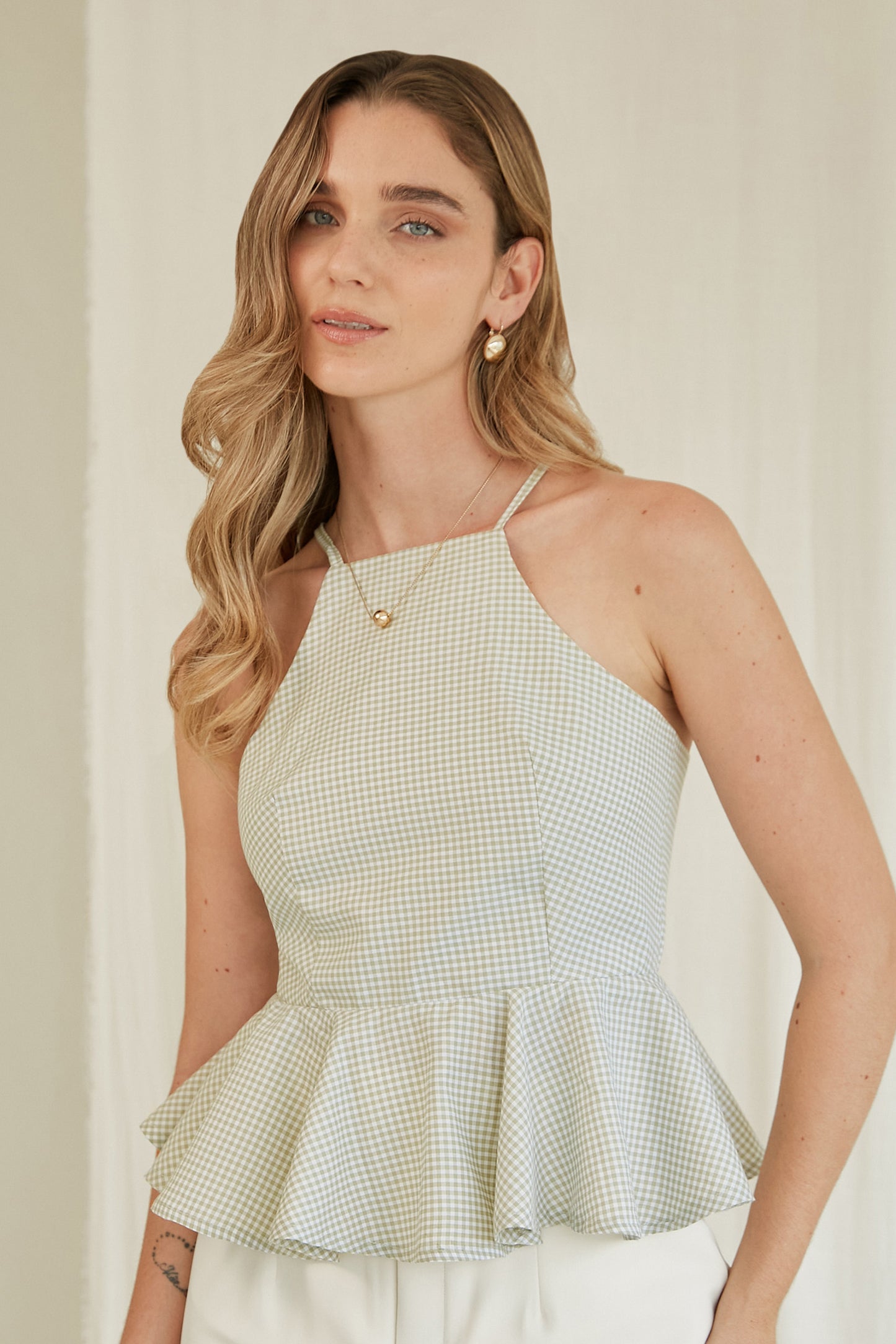 Top peplum halter - Verde