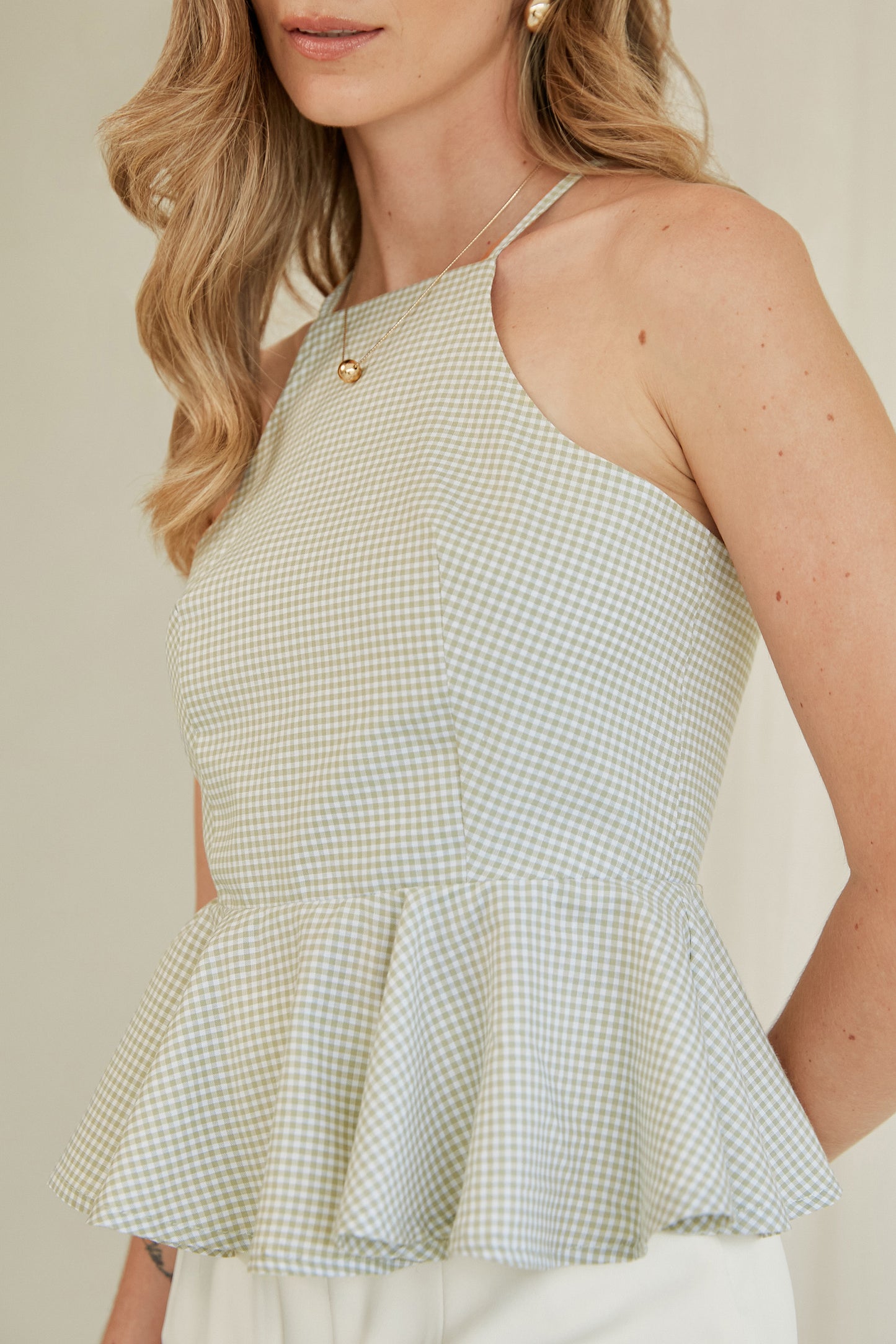 Top peplum halter - Verde