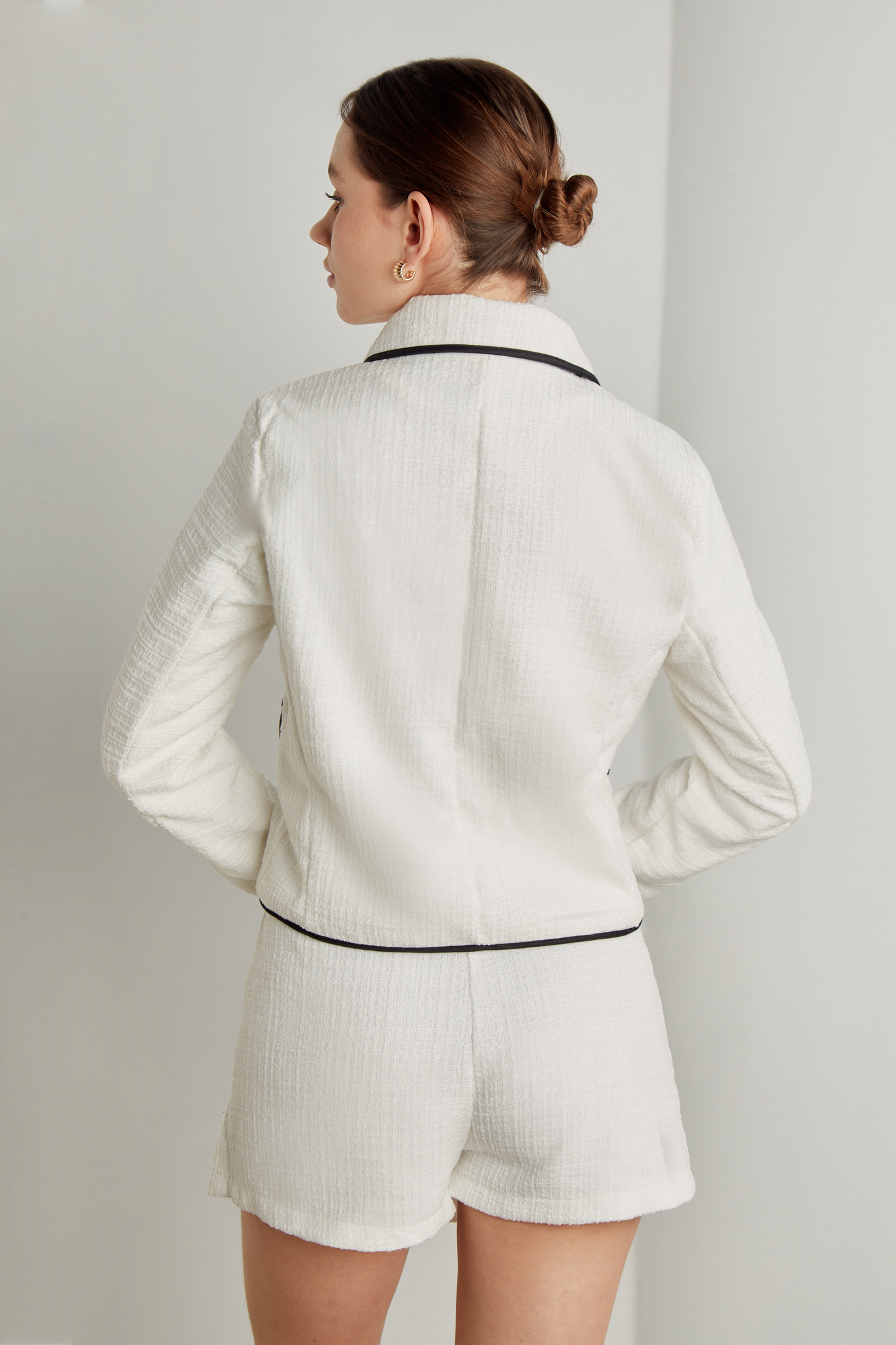 Blazer tweed contraste - Perla