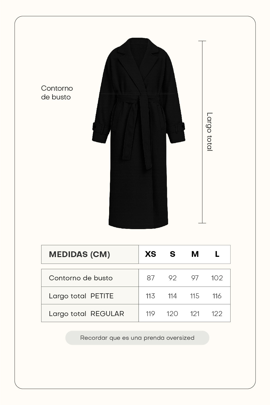 Abrigo largo oversized - Negro