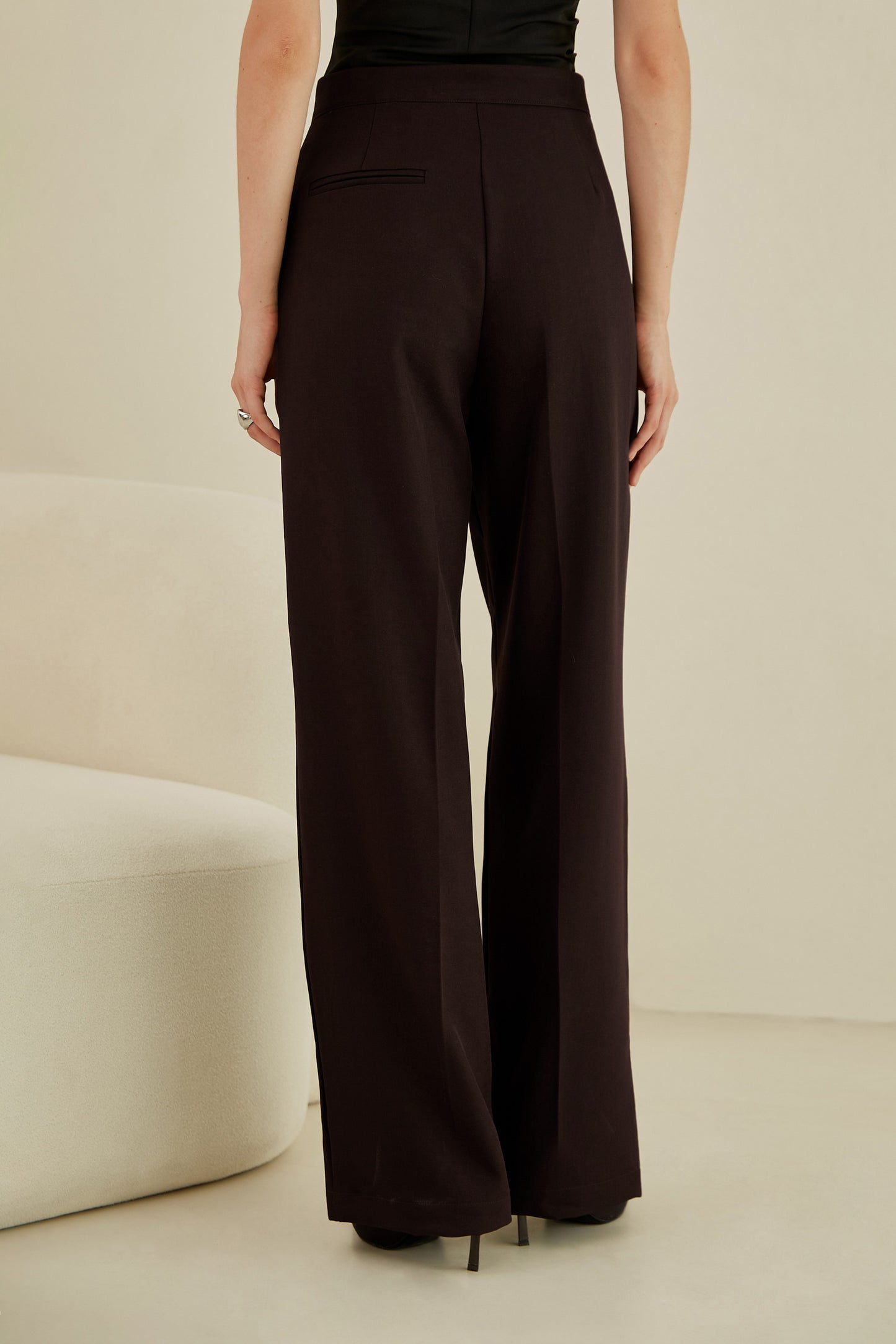 Pantalón sastre con bolsillos - Chocolate