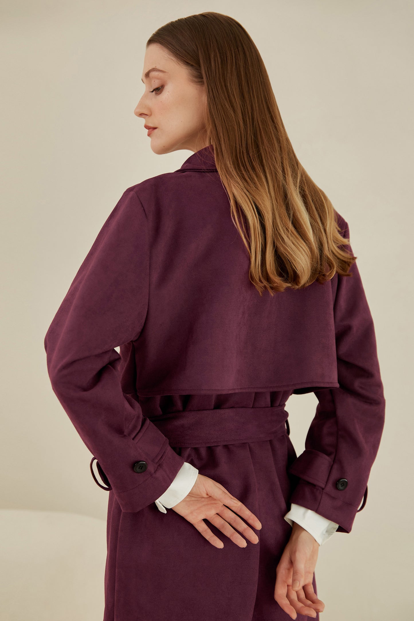 Trench largo suede - Borgoña