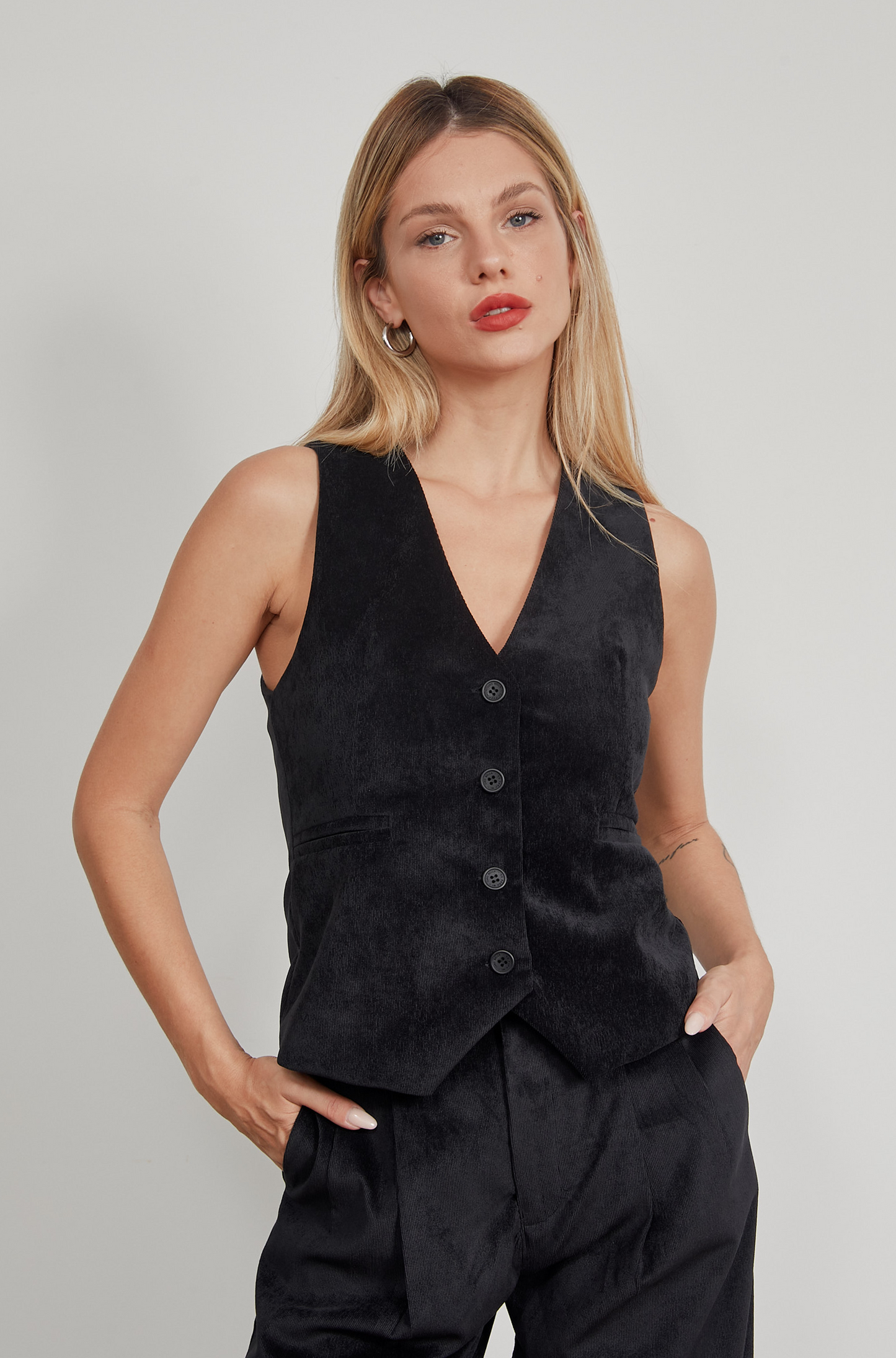 Chaleco sastre corduroy - Negro