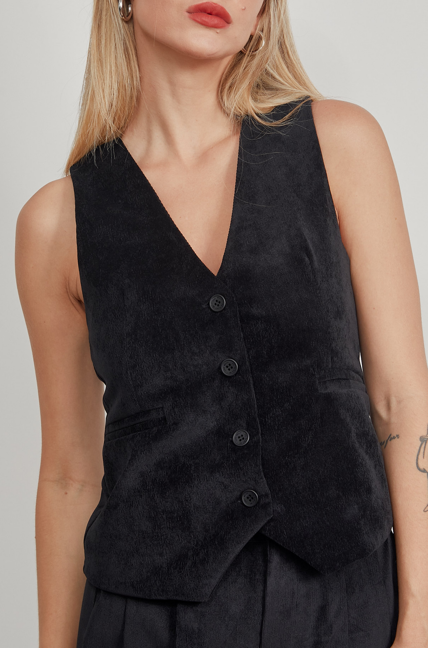 Chaleco sastre corduroy - Negro