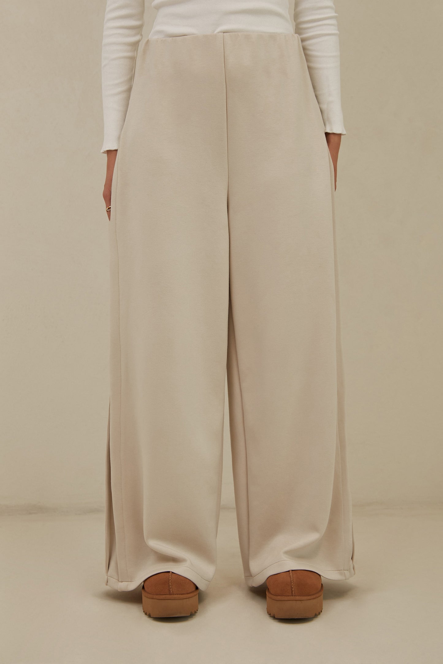 Pantalón wide leg soft - Beige