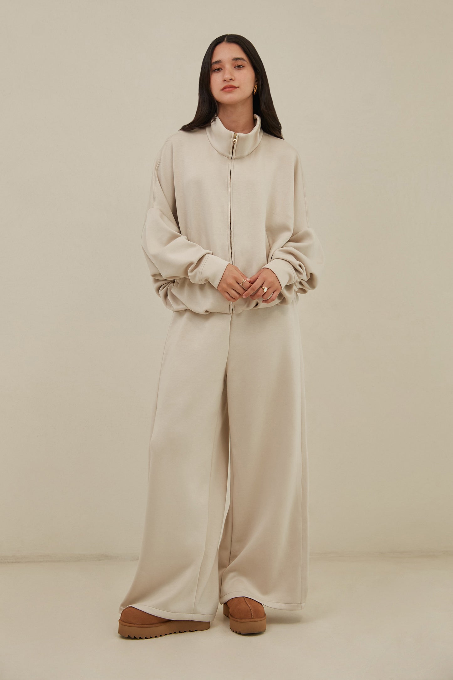 Pantalón wide leg soft - Beige