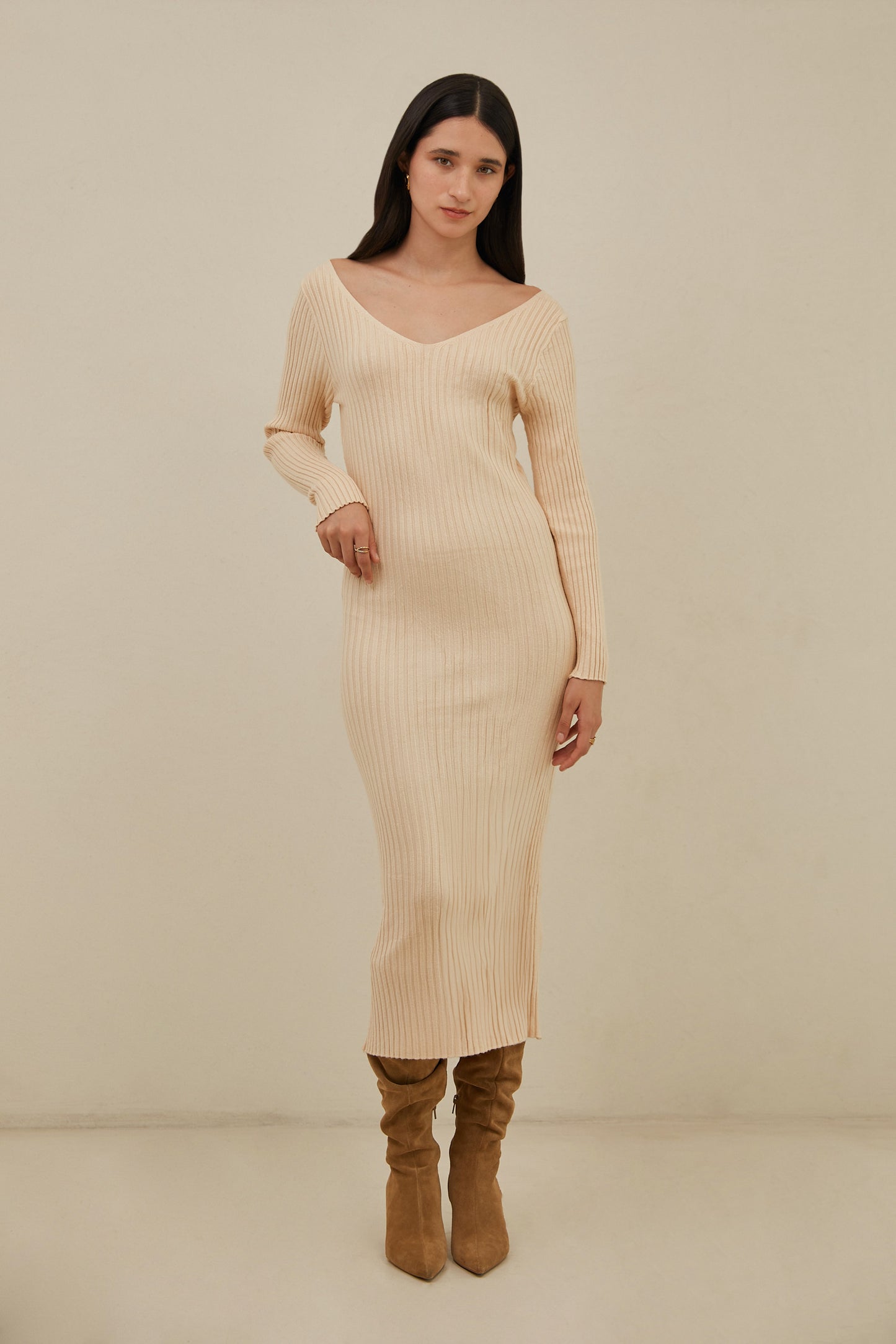 Vestido largo tejido - Perla