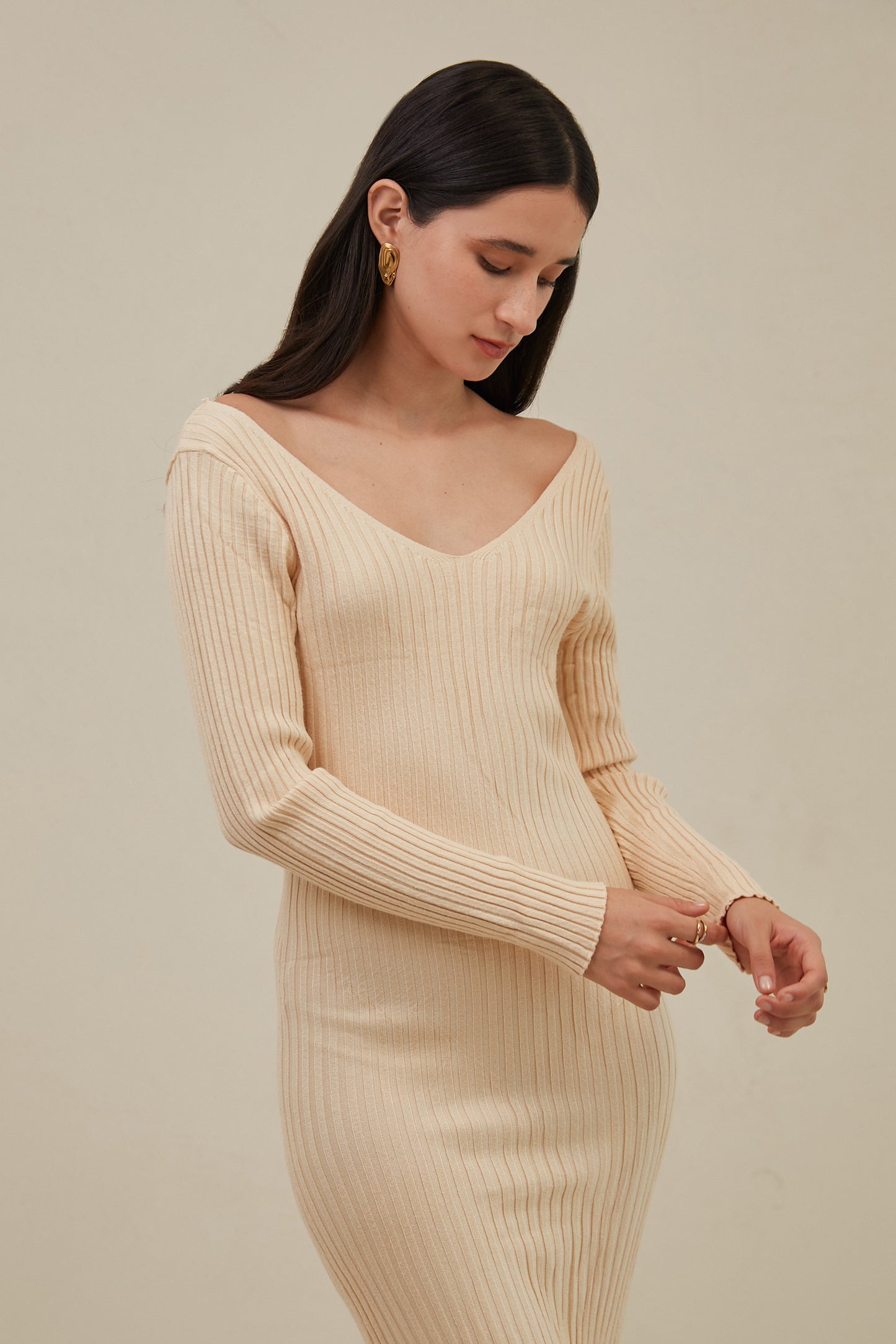 Vestido largo tejido - Perla