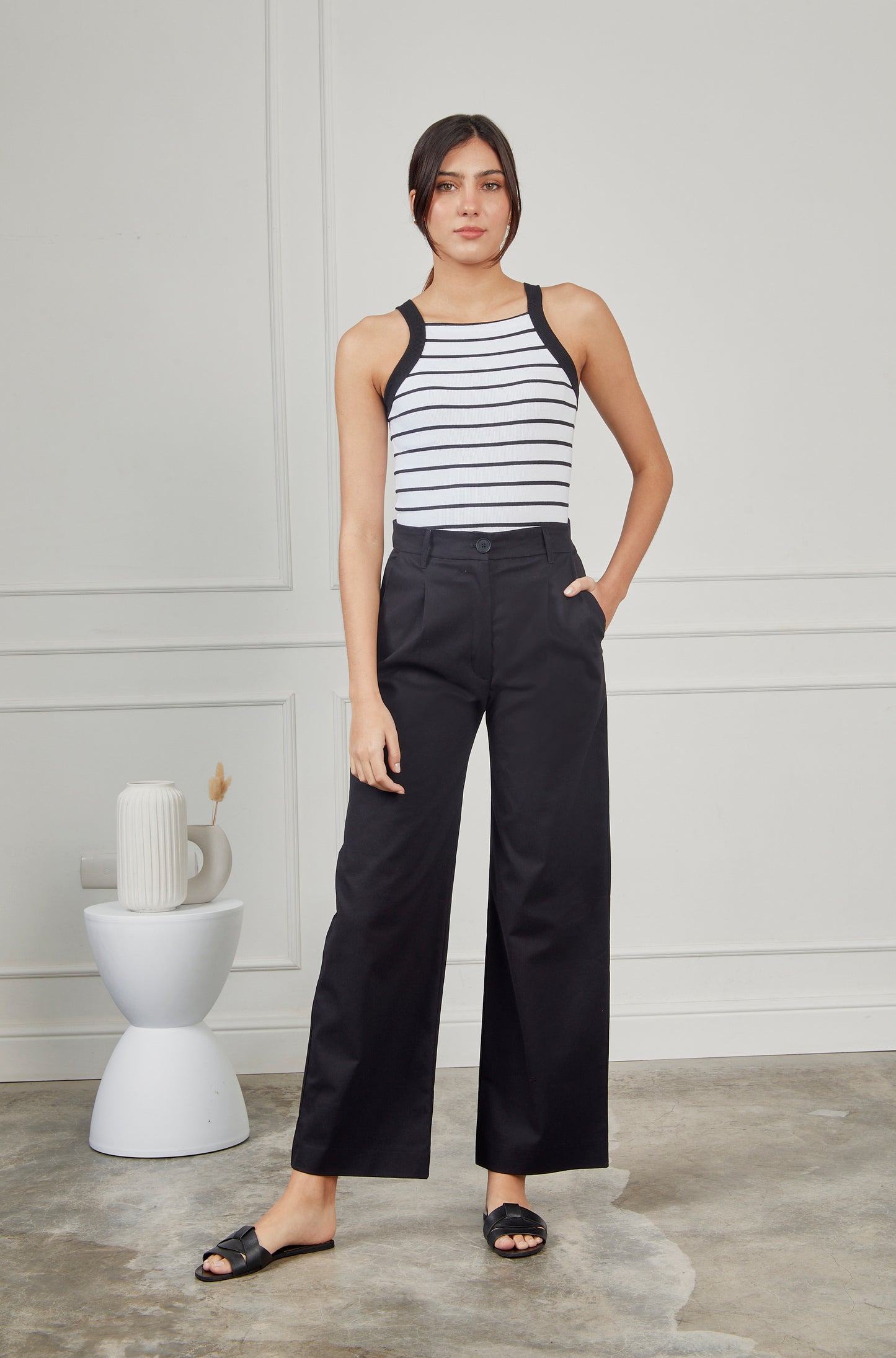 Top rib halter recto - Perla rayas