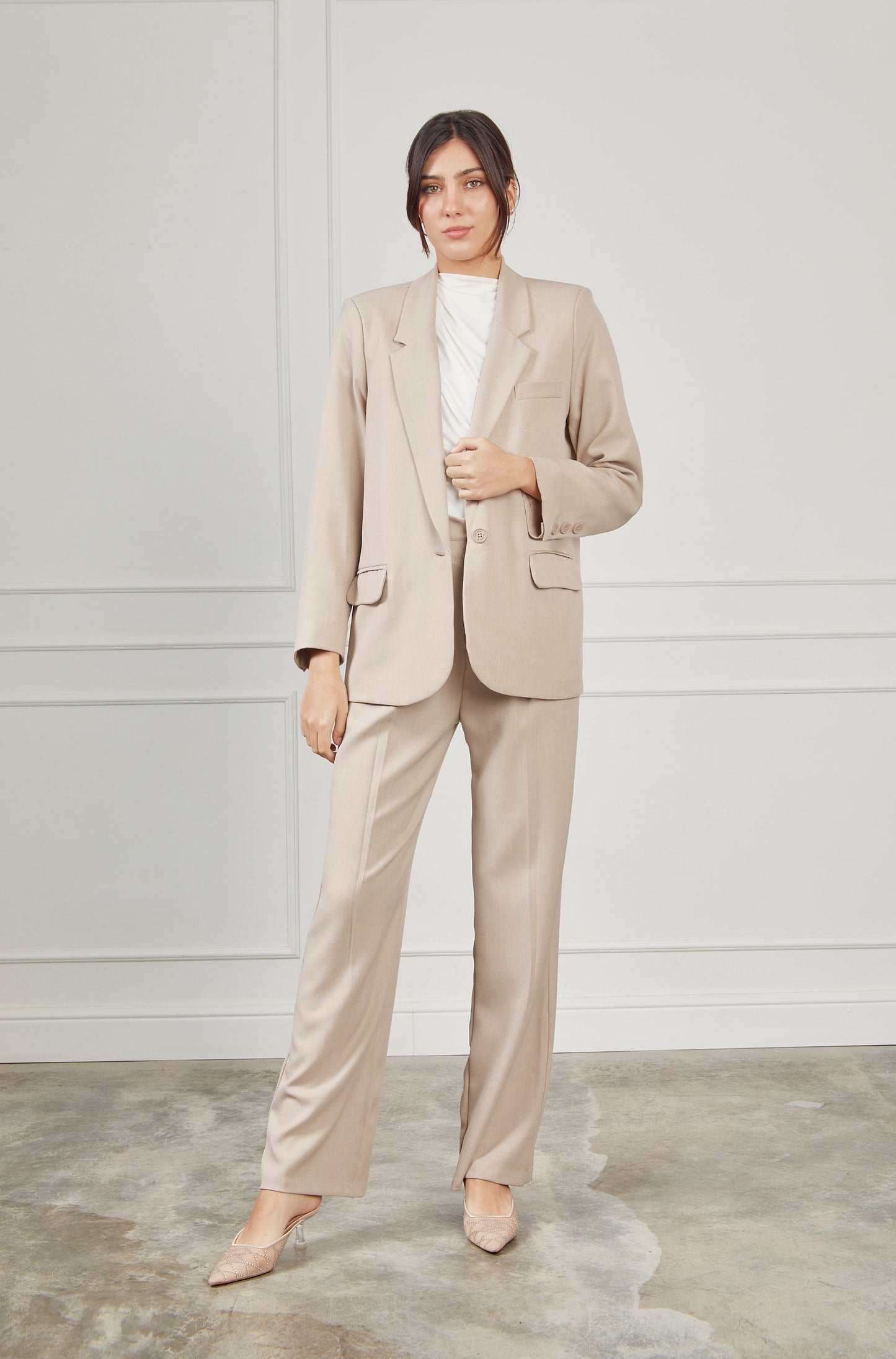 Blazer sastre oversized - Beige