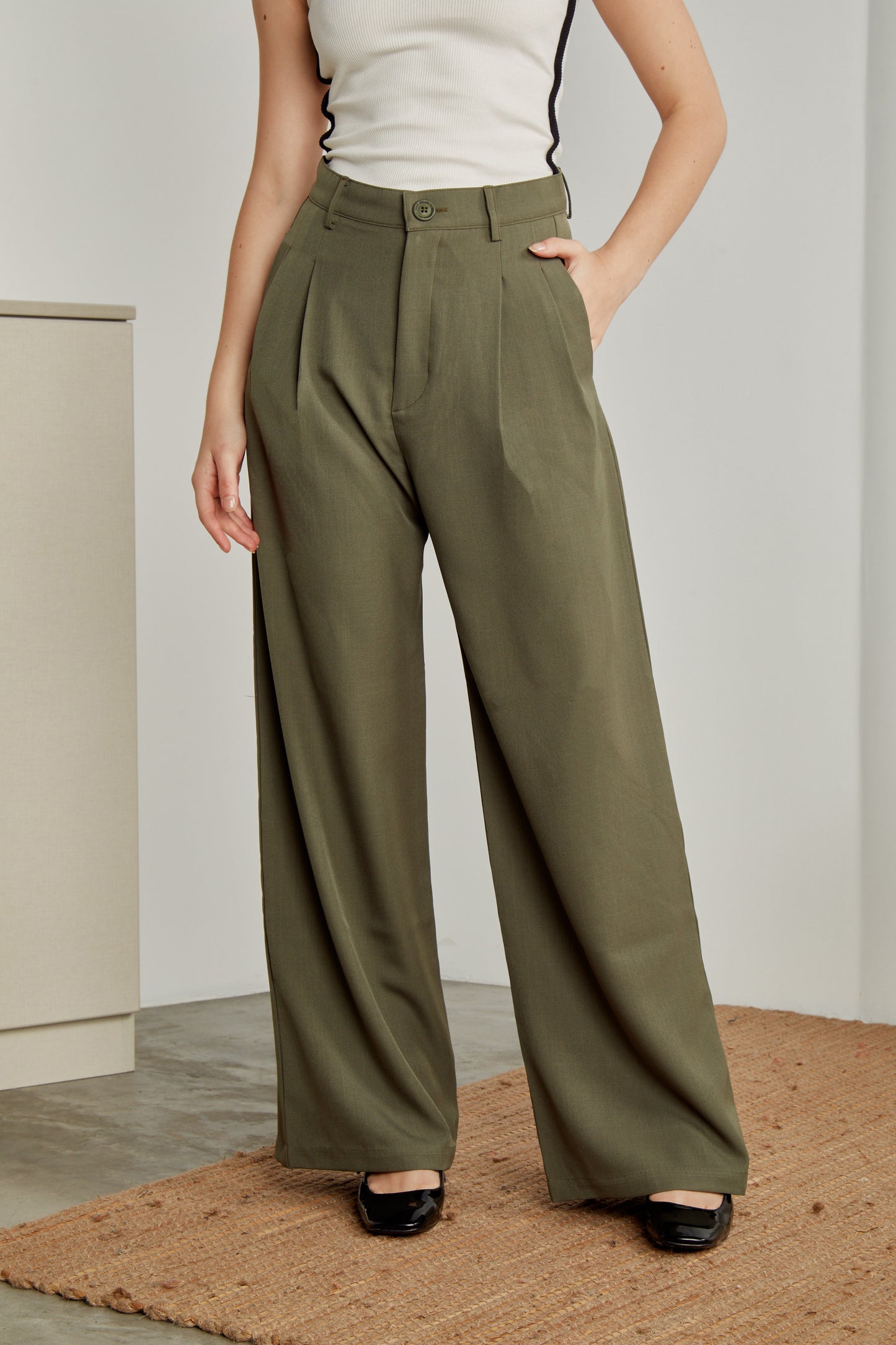 Pantalón sastre wide leg - Verde