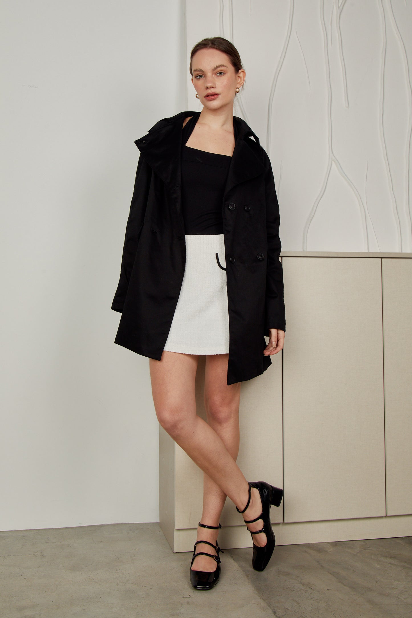 Trench coat drill corto - Negro