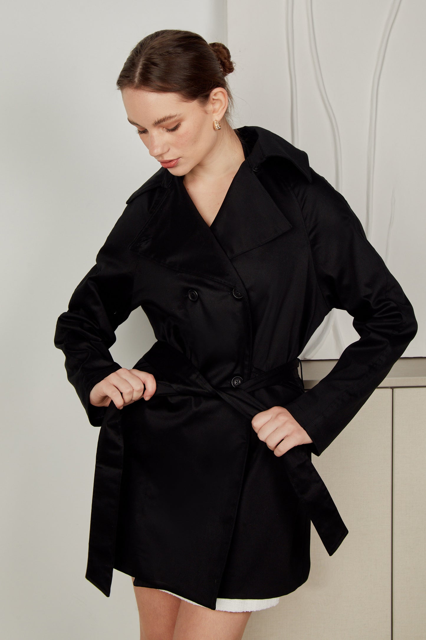 Trench coat drill corto - Negro
