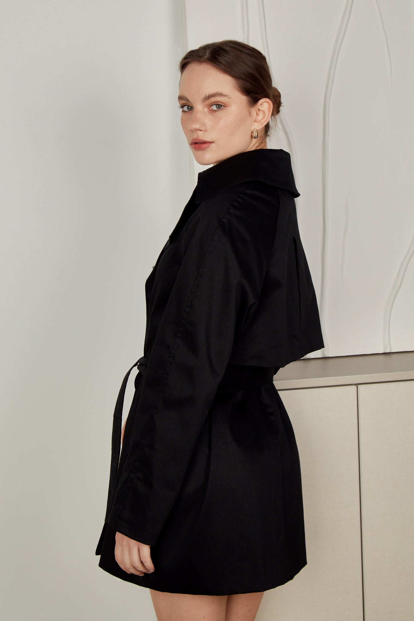 Trench coat drill corto - Negro
