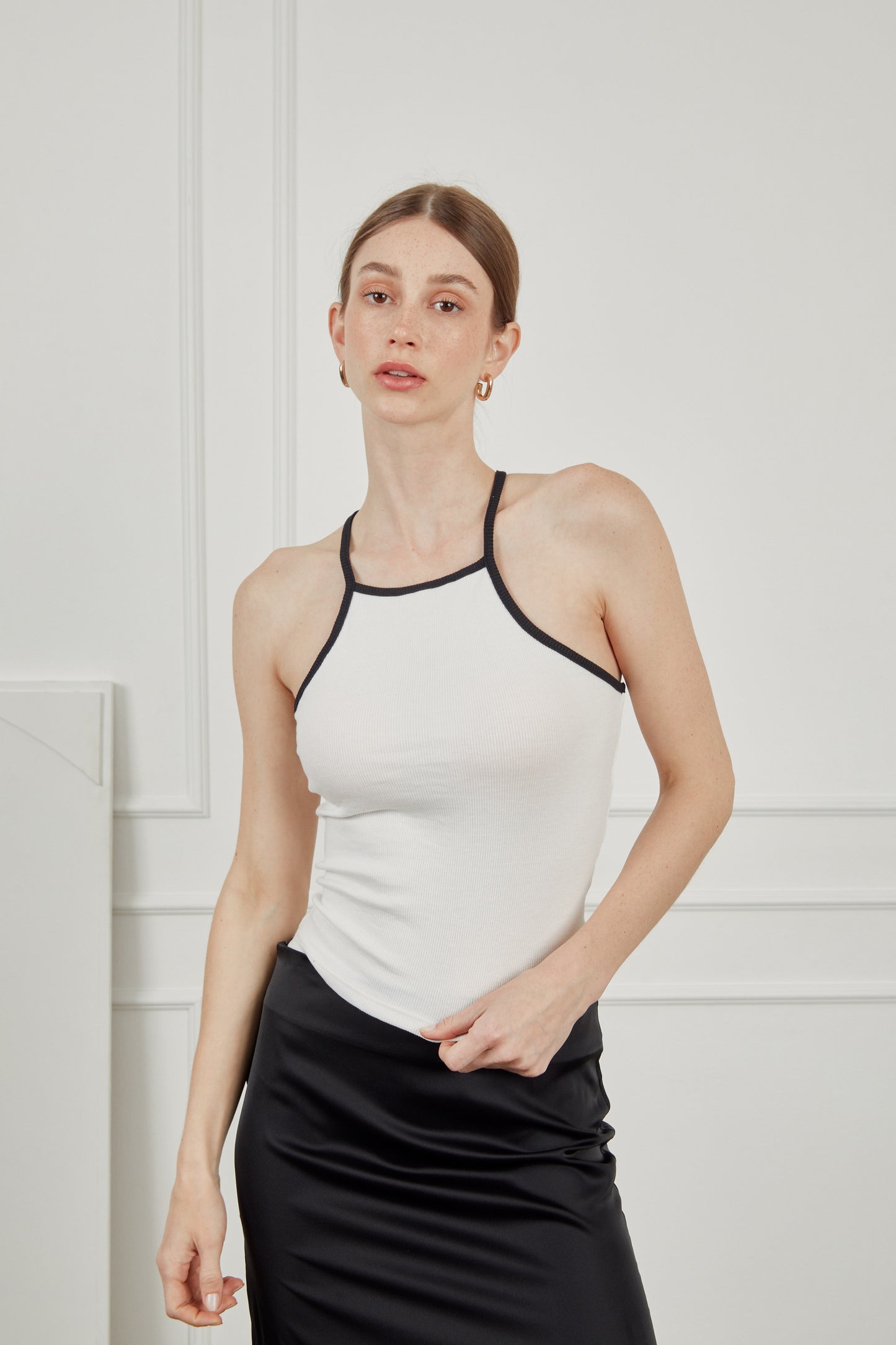 Top rib contraste sport - Perla