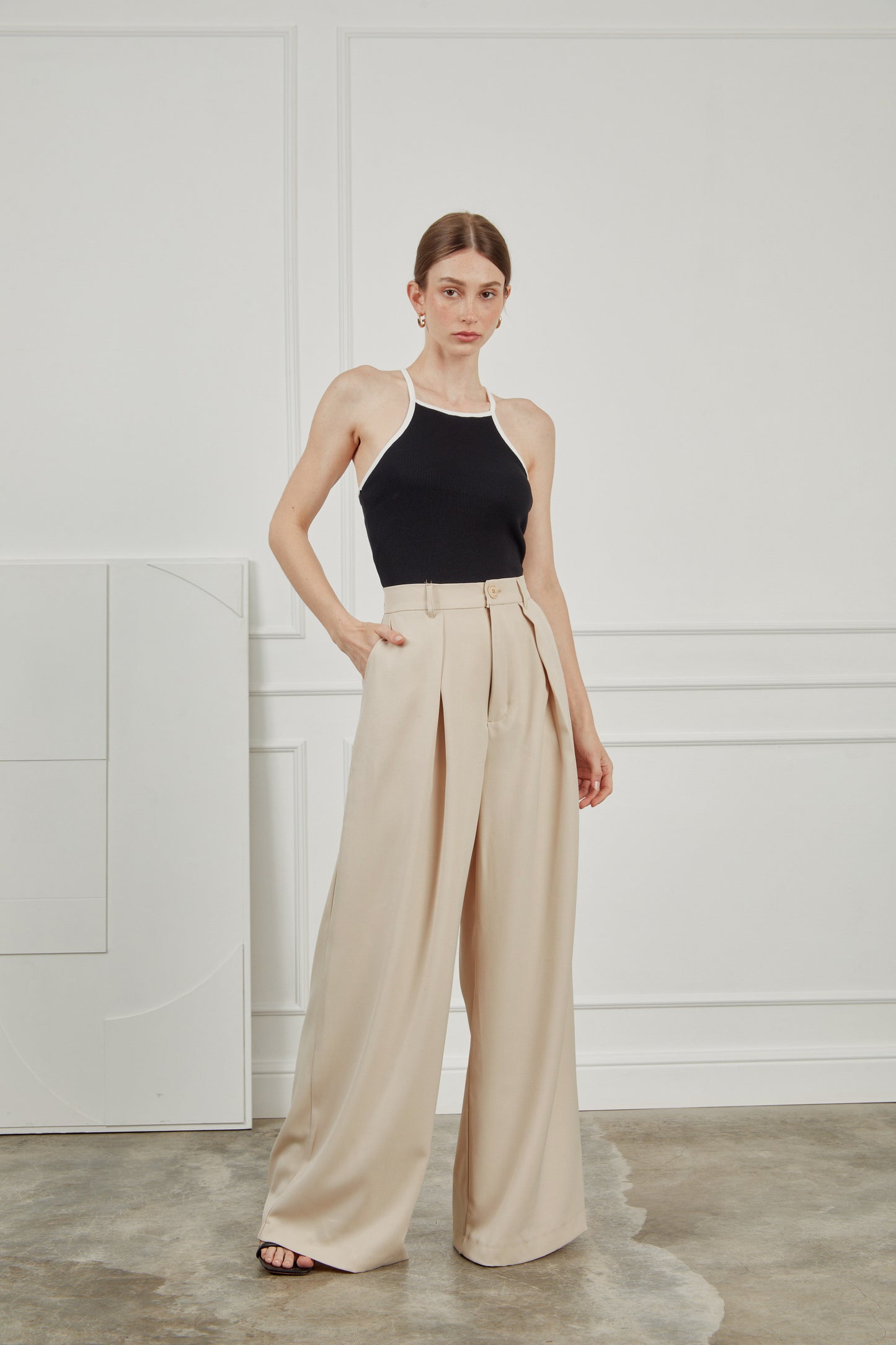 Pantalón sastre extra wide leg - Avena