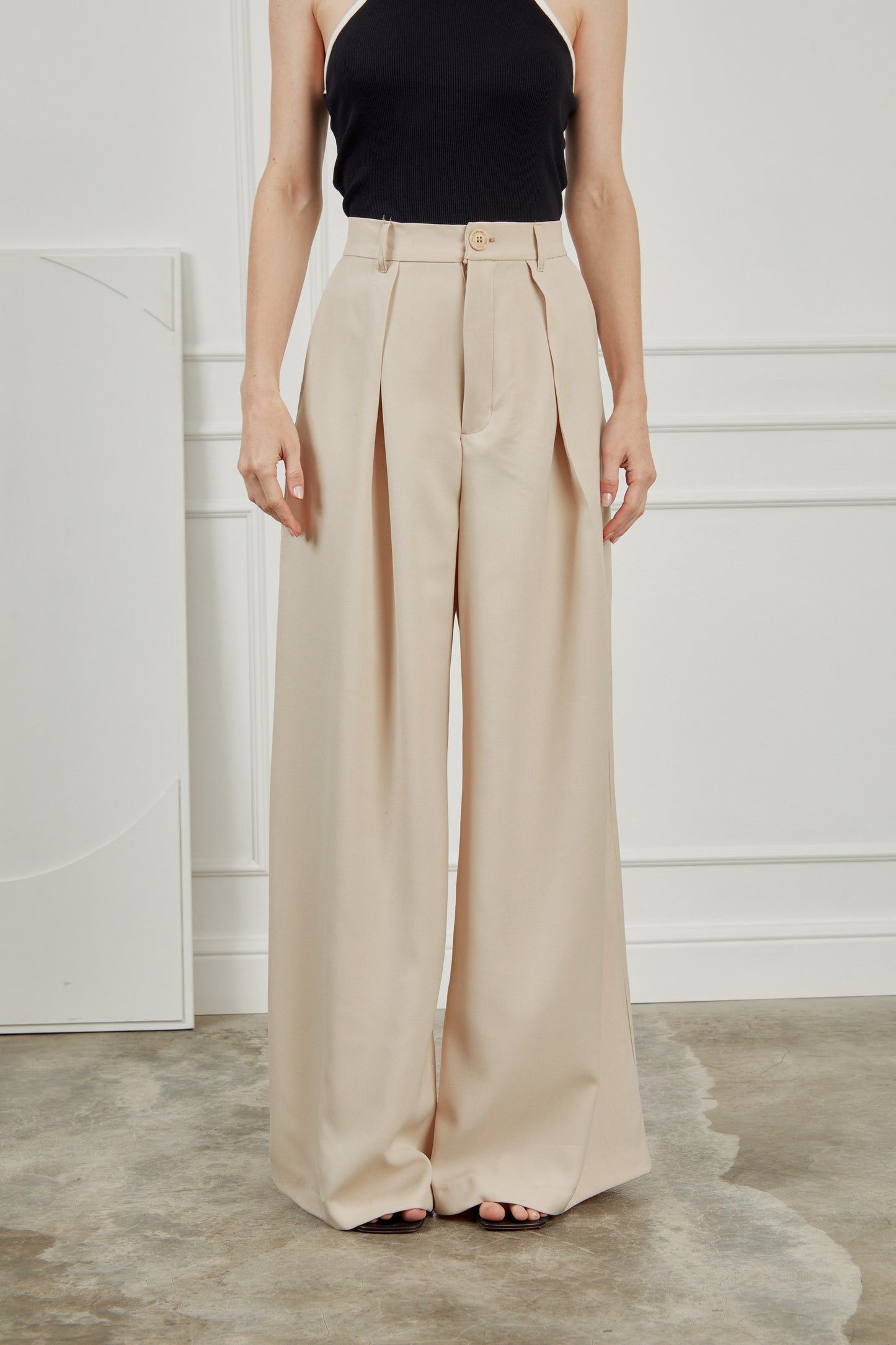 Pantalón sastre extra wide leg - Avena