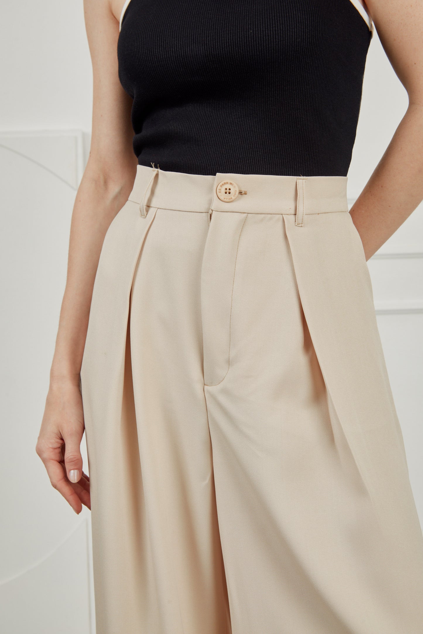 Pantalón sastre extra wide leg - Avena