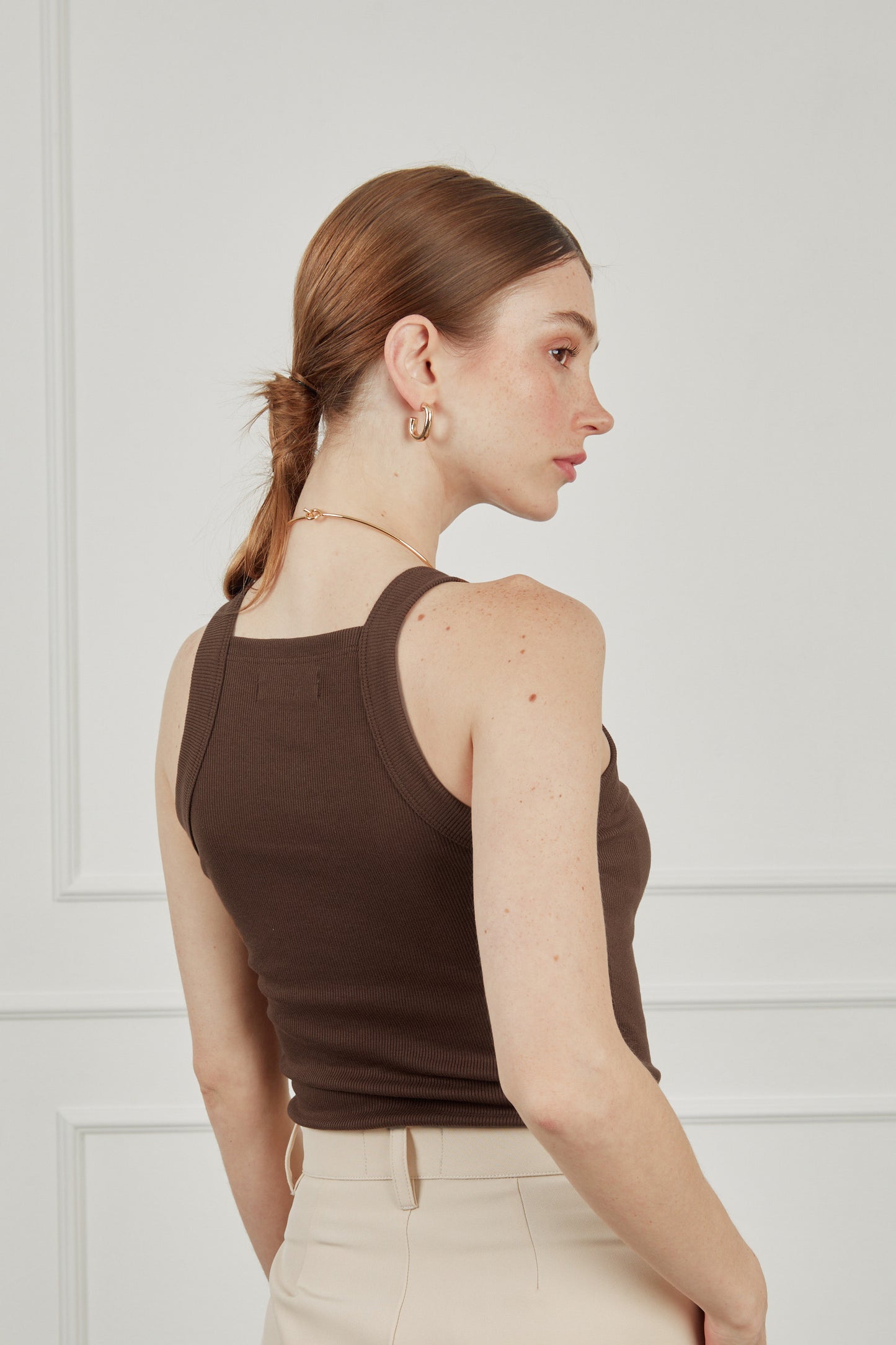 Top rib halter recto - Chocolate