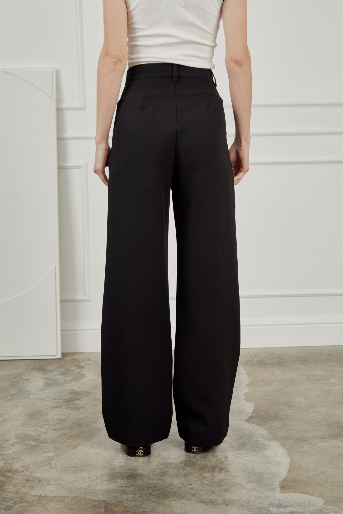 Pantalón sastre recto con cruce - Negro