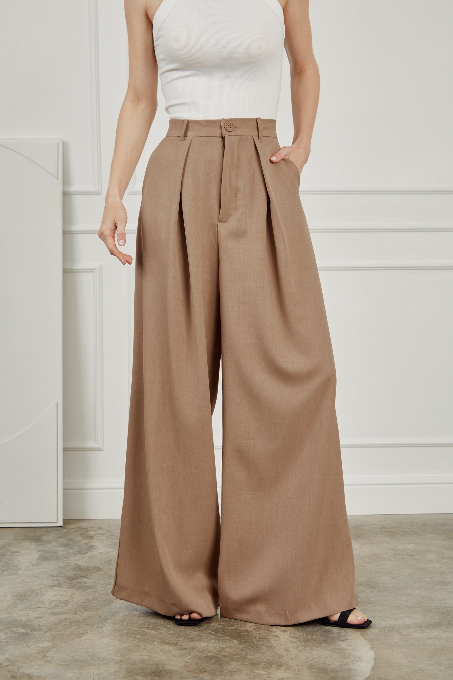 Pantalón sastre extra wide leg - Topo