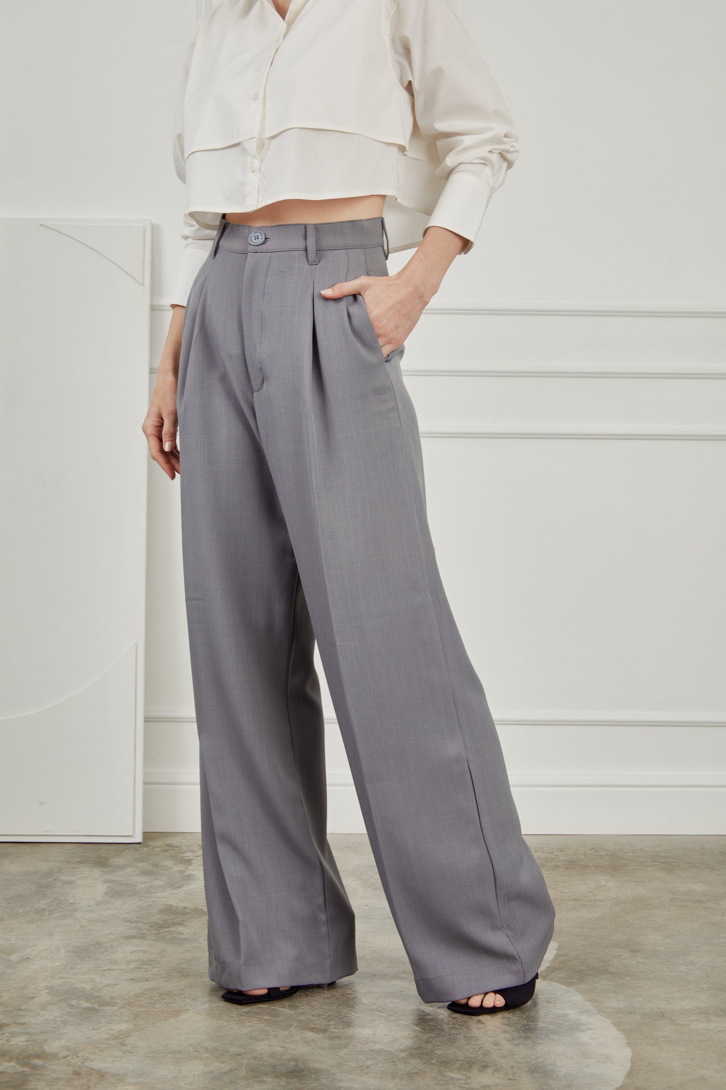 Pantalón sastre wide leg - Gris