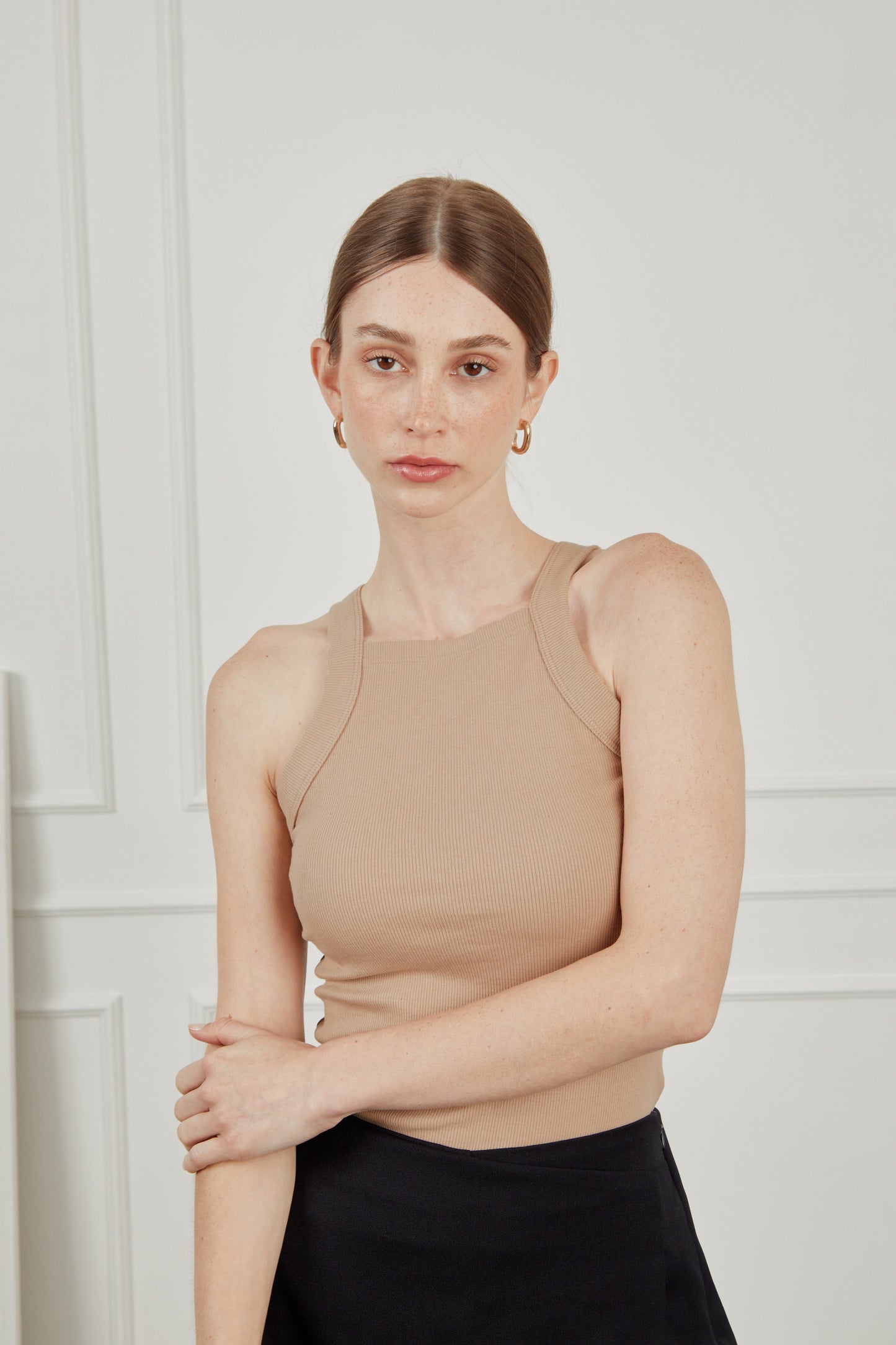 Top rib halter recto - Beige