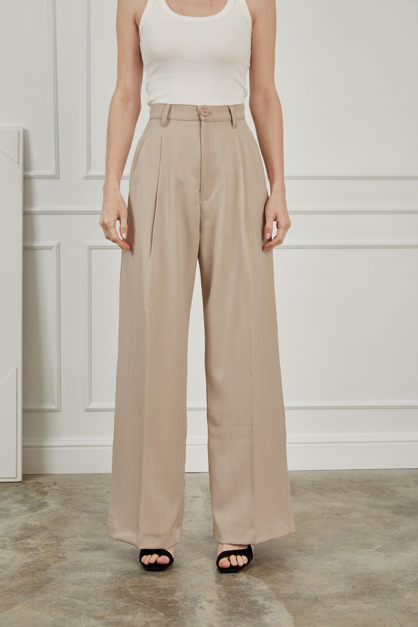 Pantalón sastre wide leg - Beige