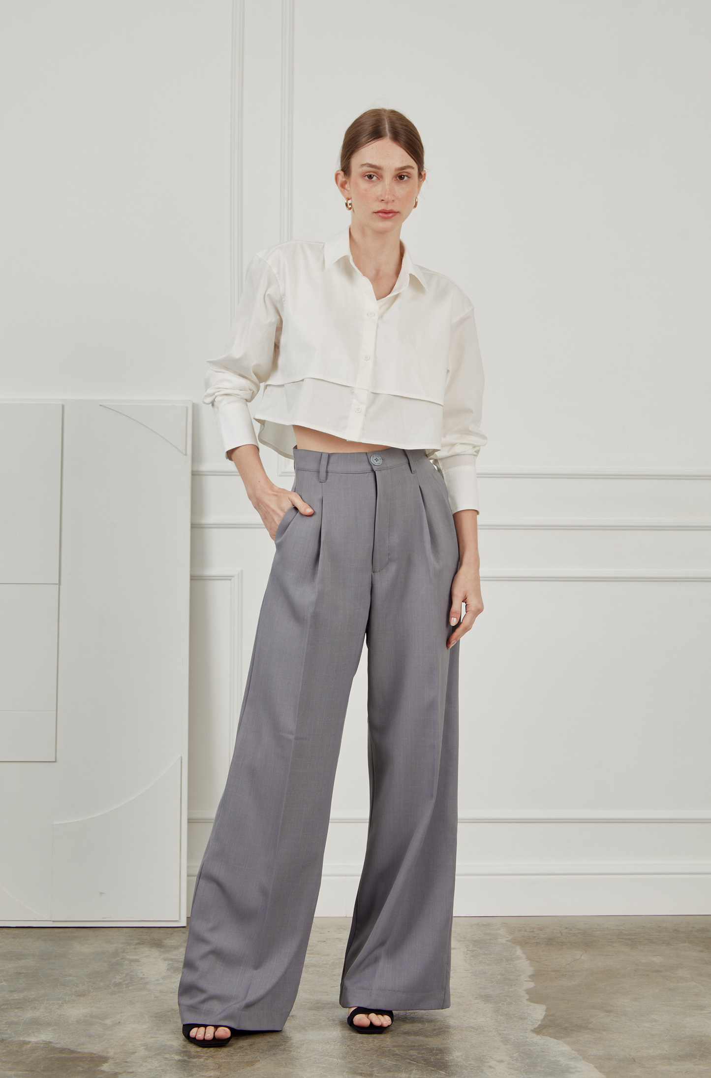 Pantalón sastre wide leg - Gris