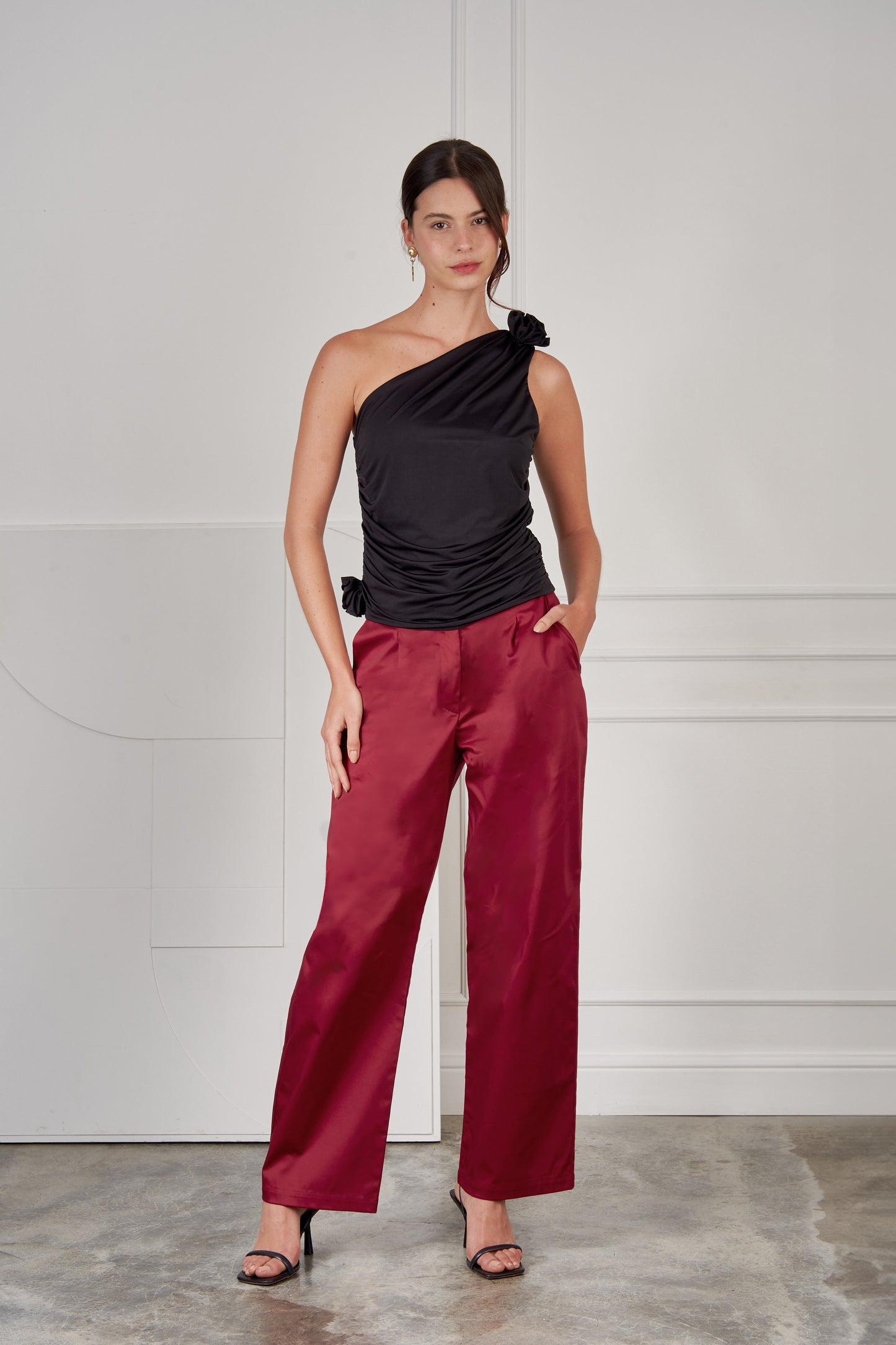 Pantalón drill wide leg - Cherry