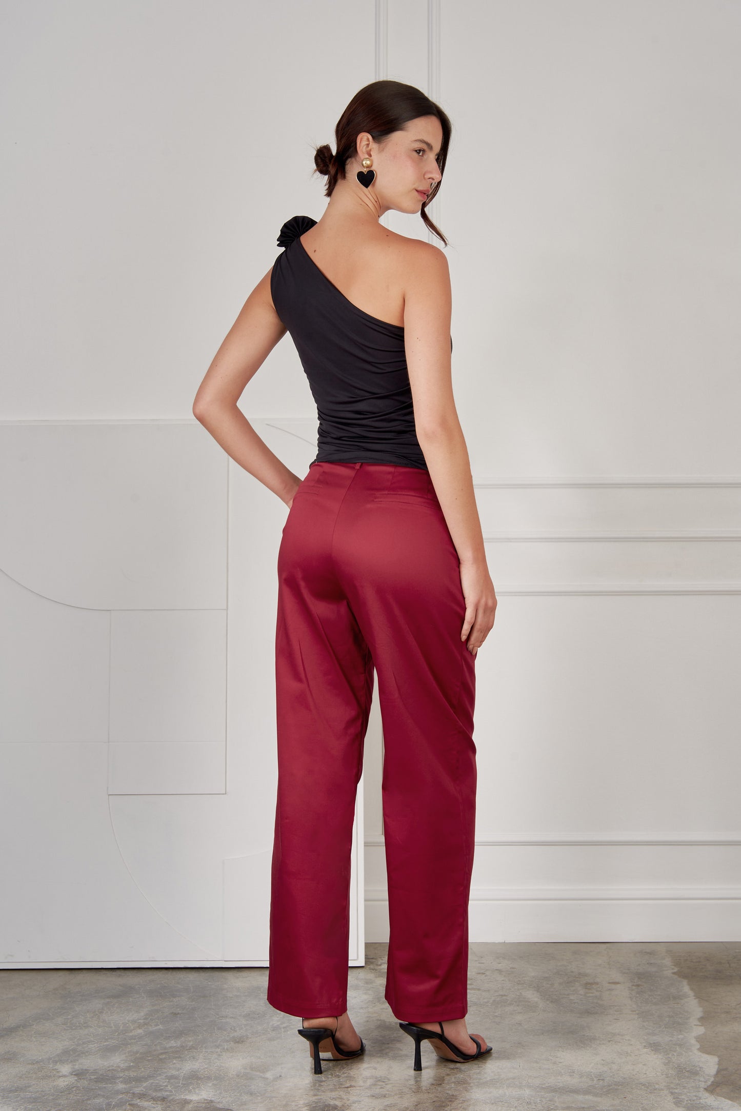 Pantalón drill wide leg - Cherry