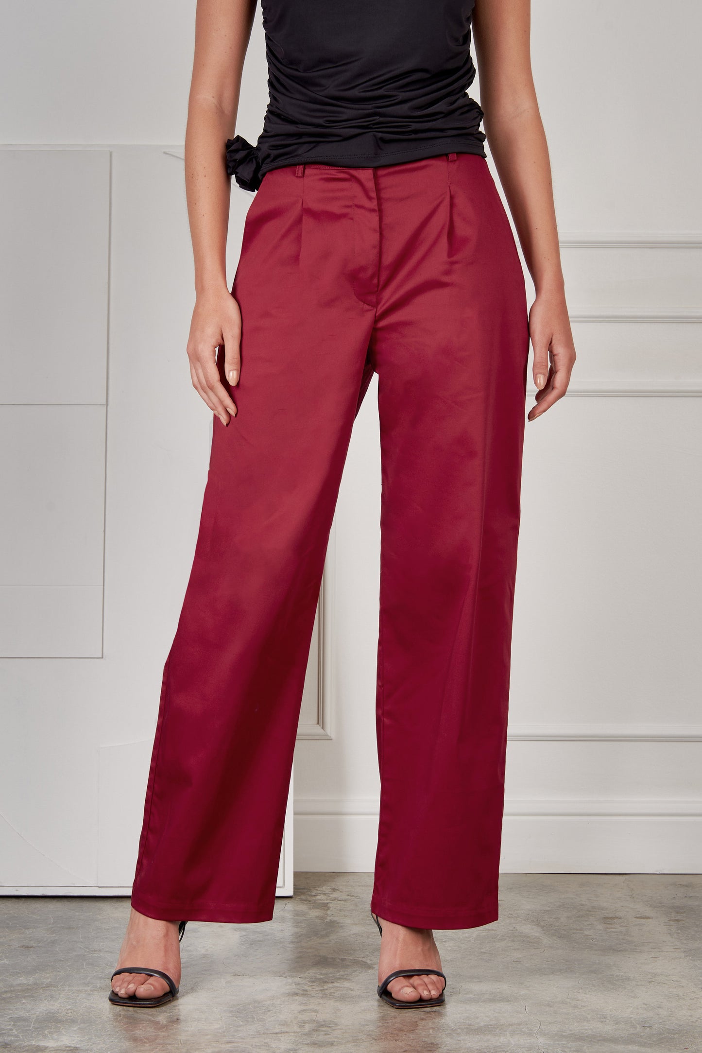 Pantalón drill wide leg - Cherry