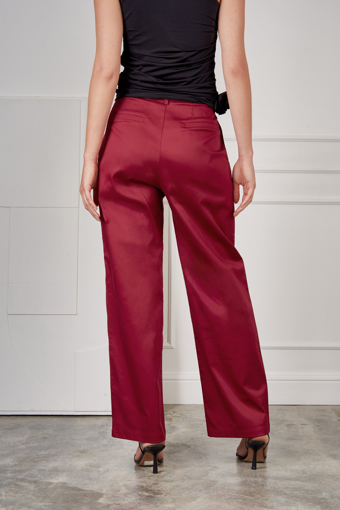 Pantalón drill wide leg - Cherry