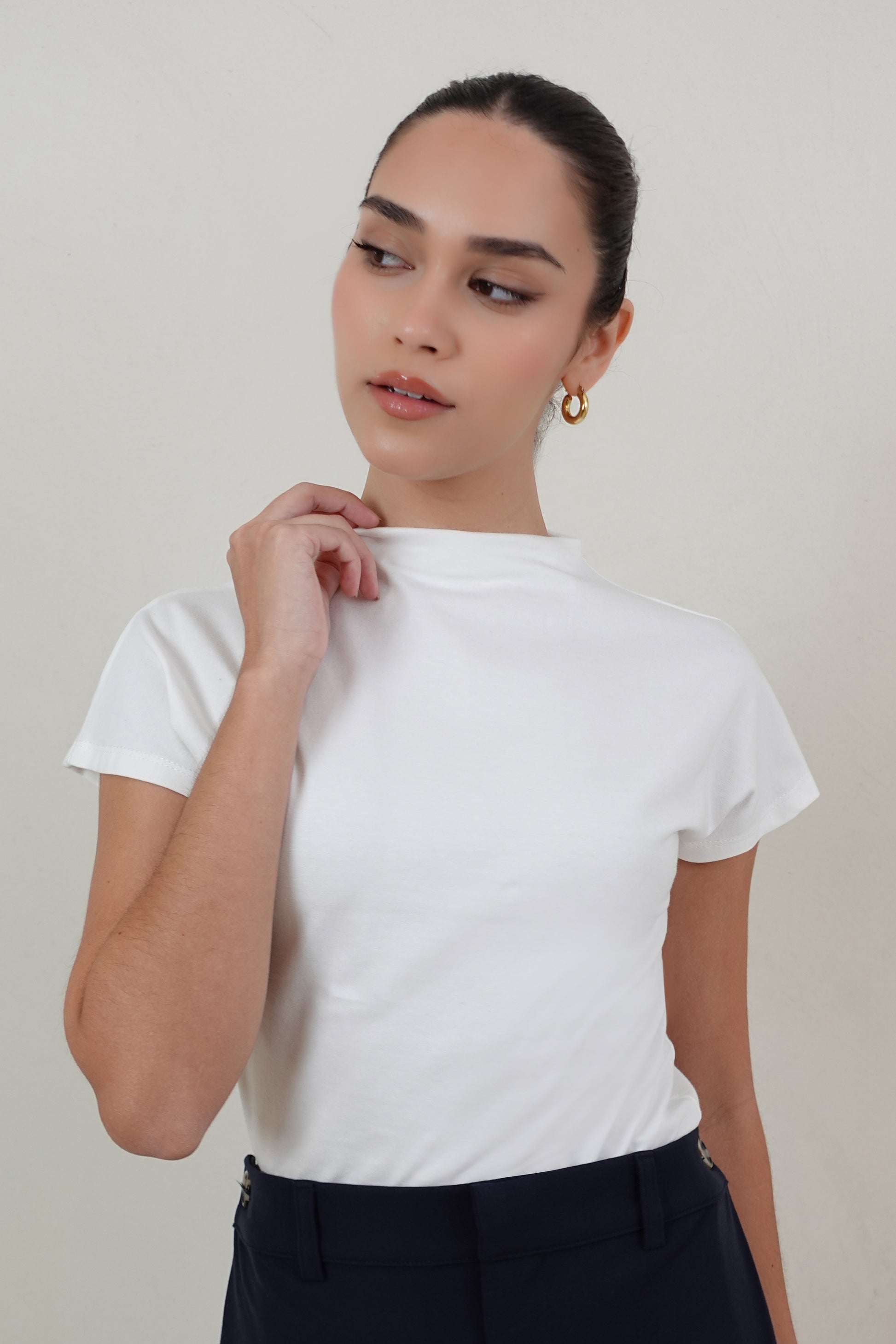 Top cuello alto - Blanco