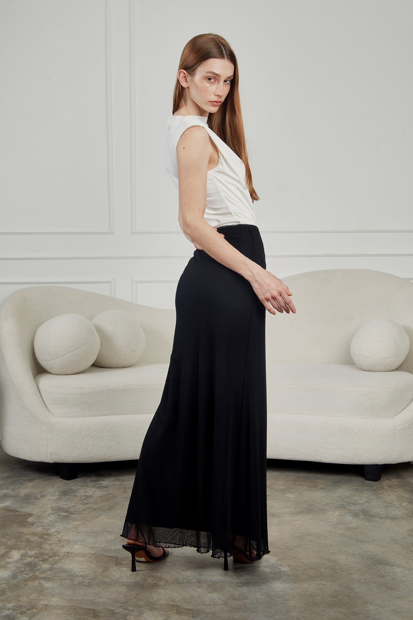 Falda mesh larga sirena - Negro