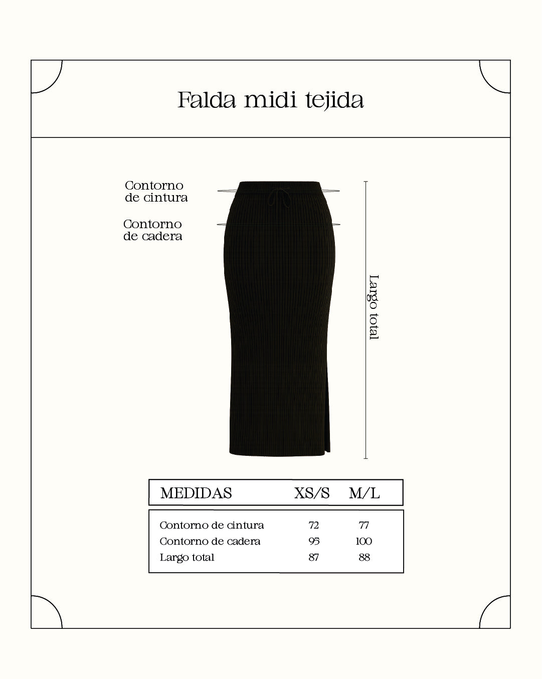 Falda midi tejida - Negro