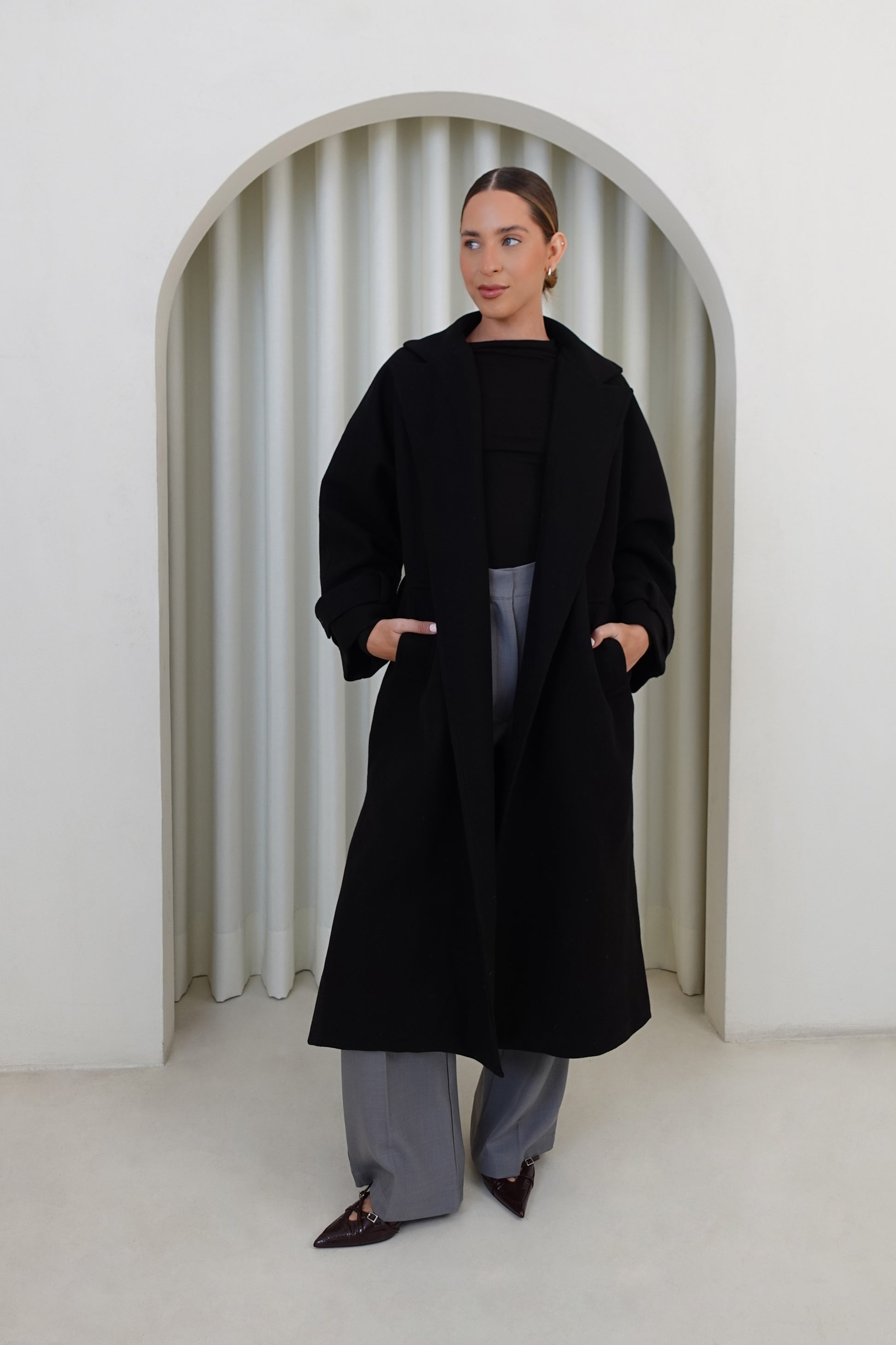 Abrigo largo oversized - Negro