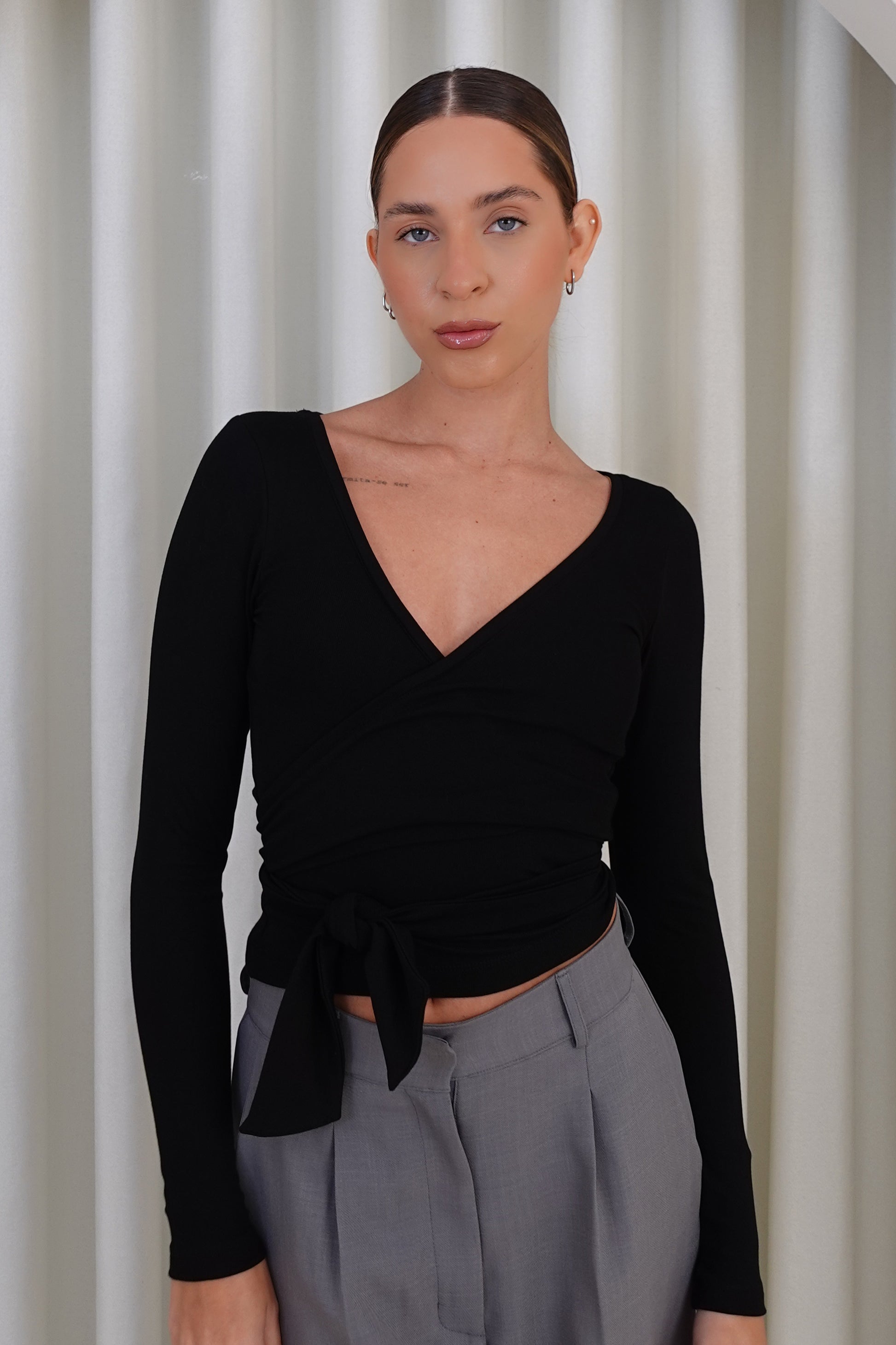 Pilates princess top envolvente - Negro