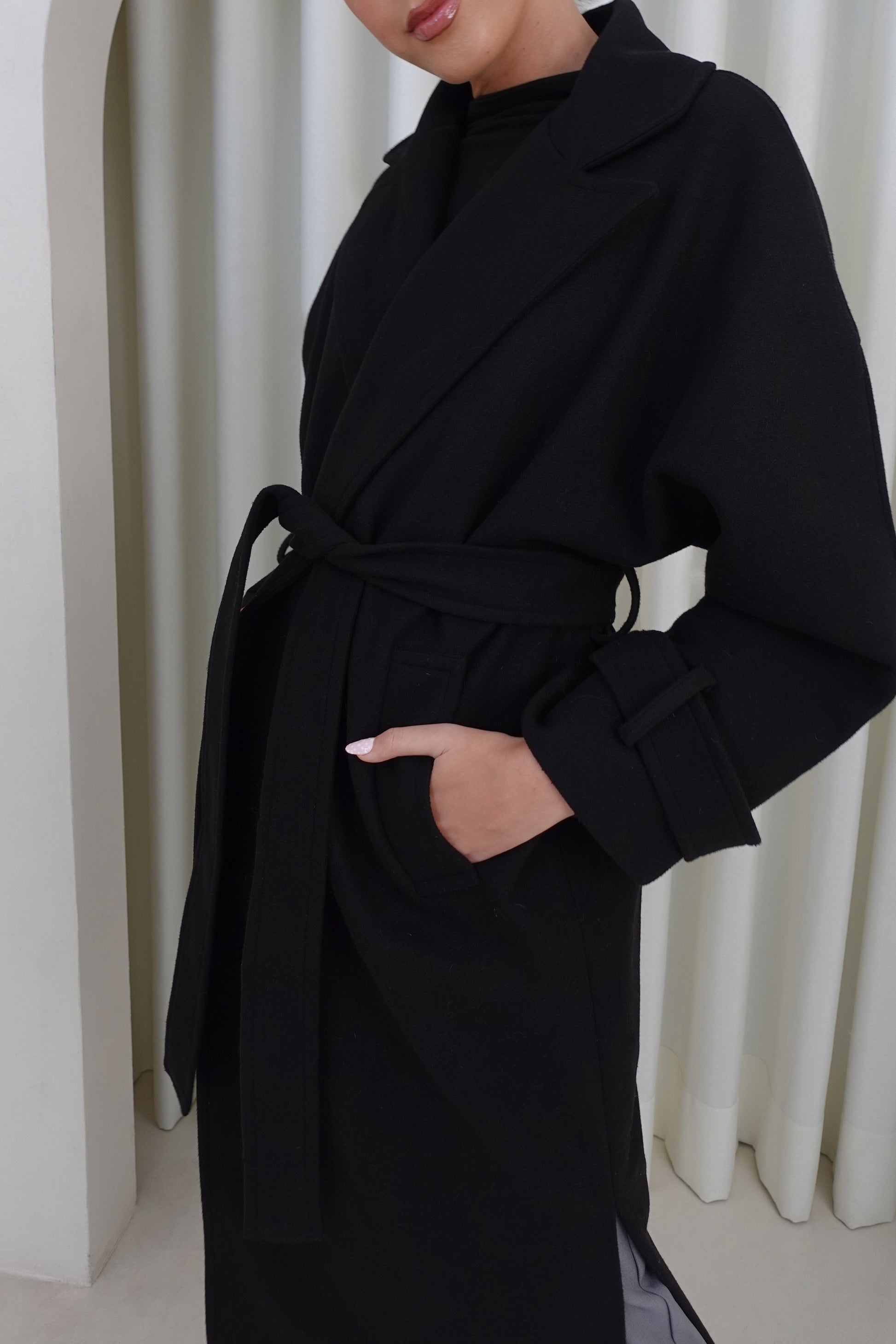 Abrigo largo oversized - Negro