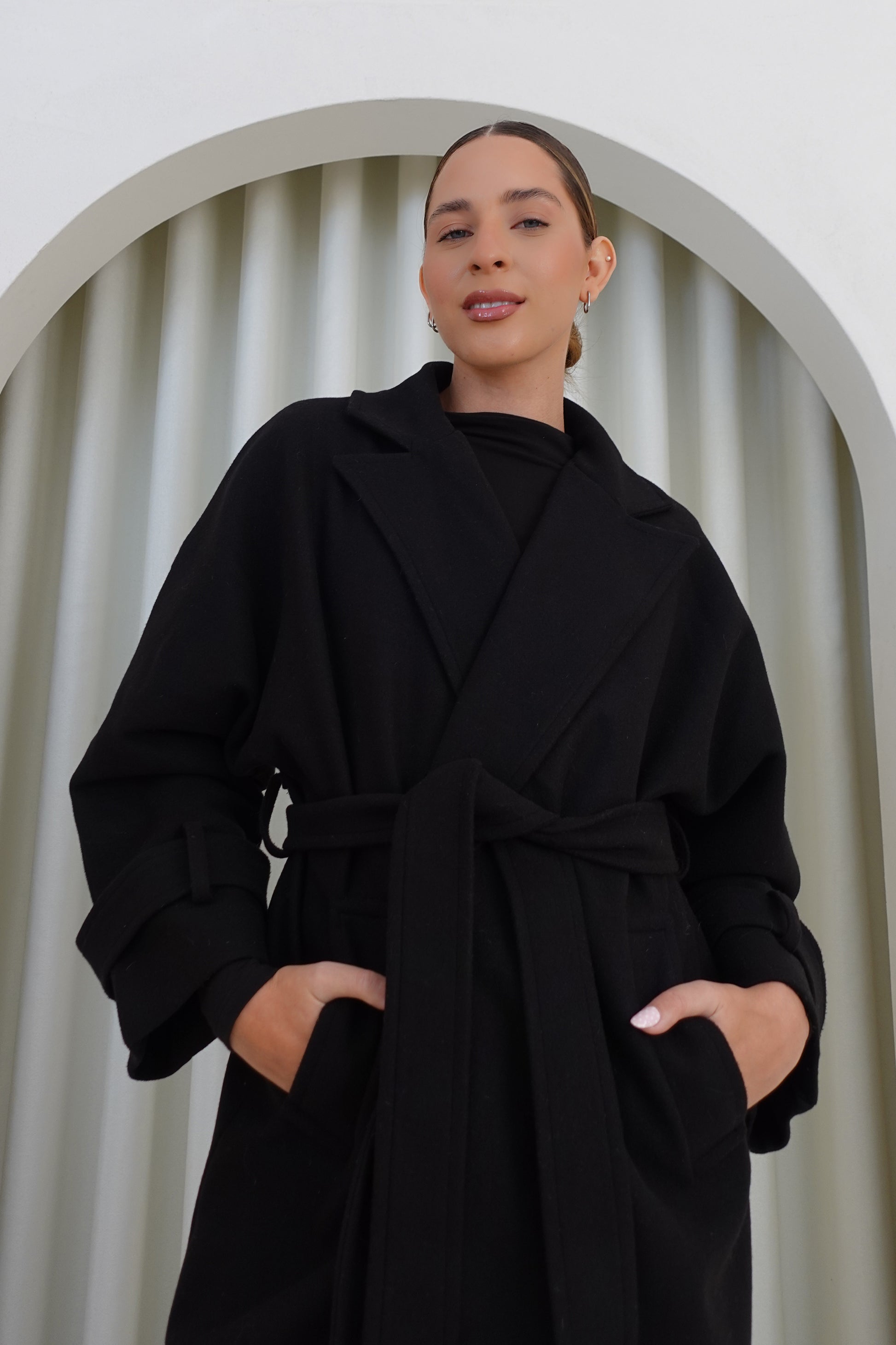 Abrigo largo oversized - Negro