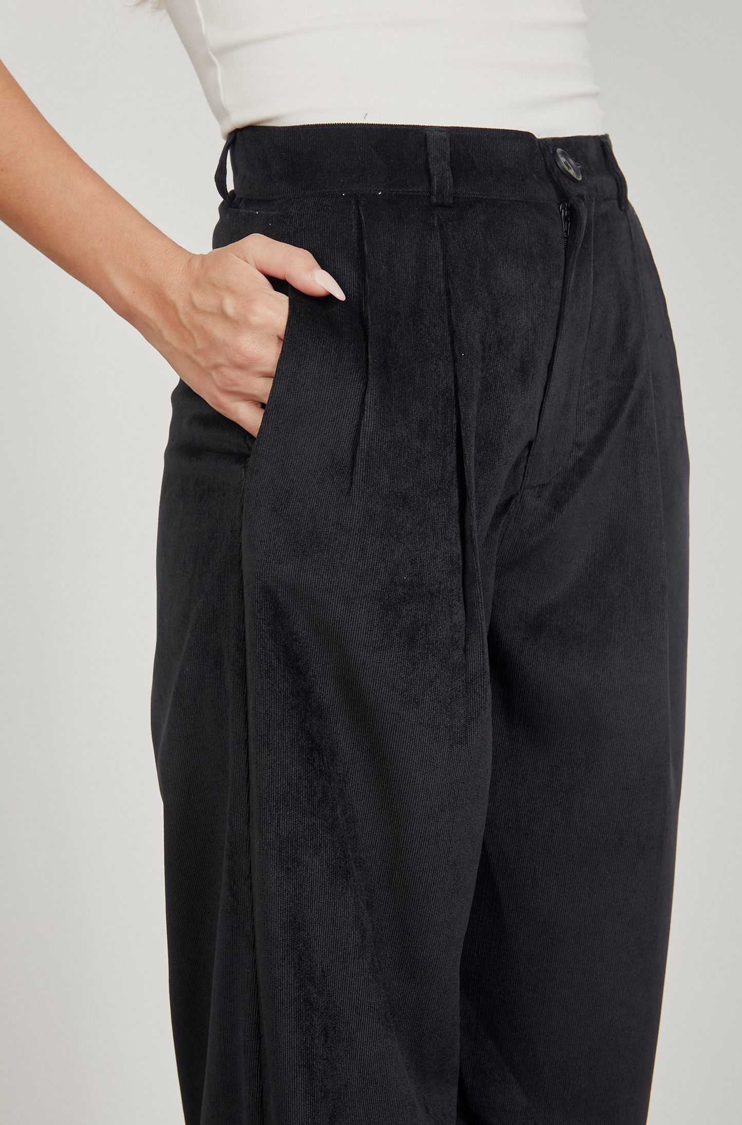 Pantalón corduroy wide leg - Negro