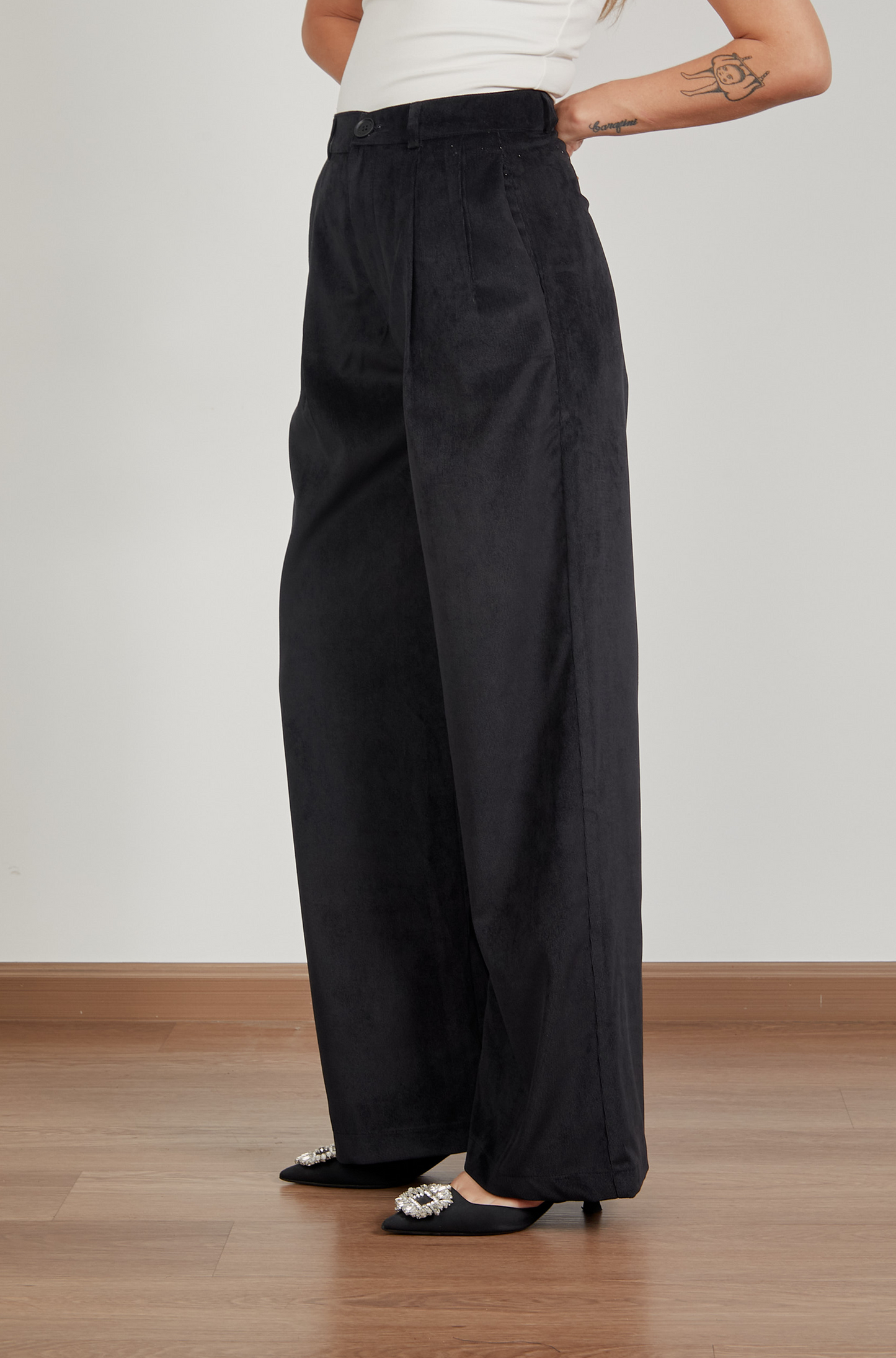 Pantalón corduroy wide leg - Negro