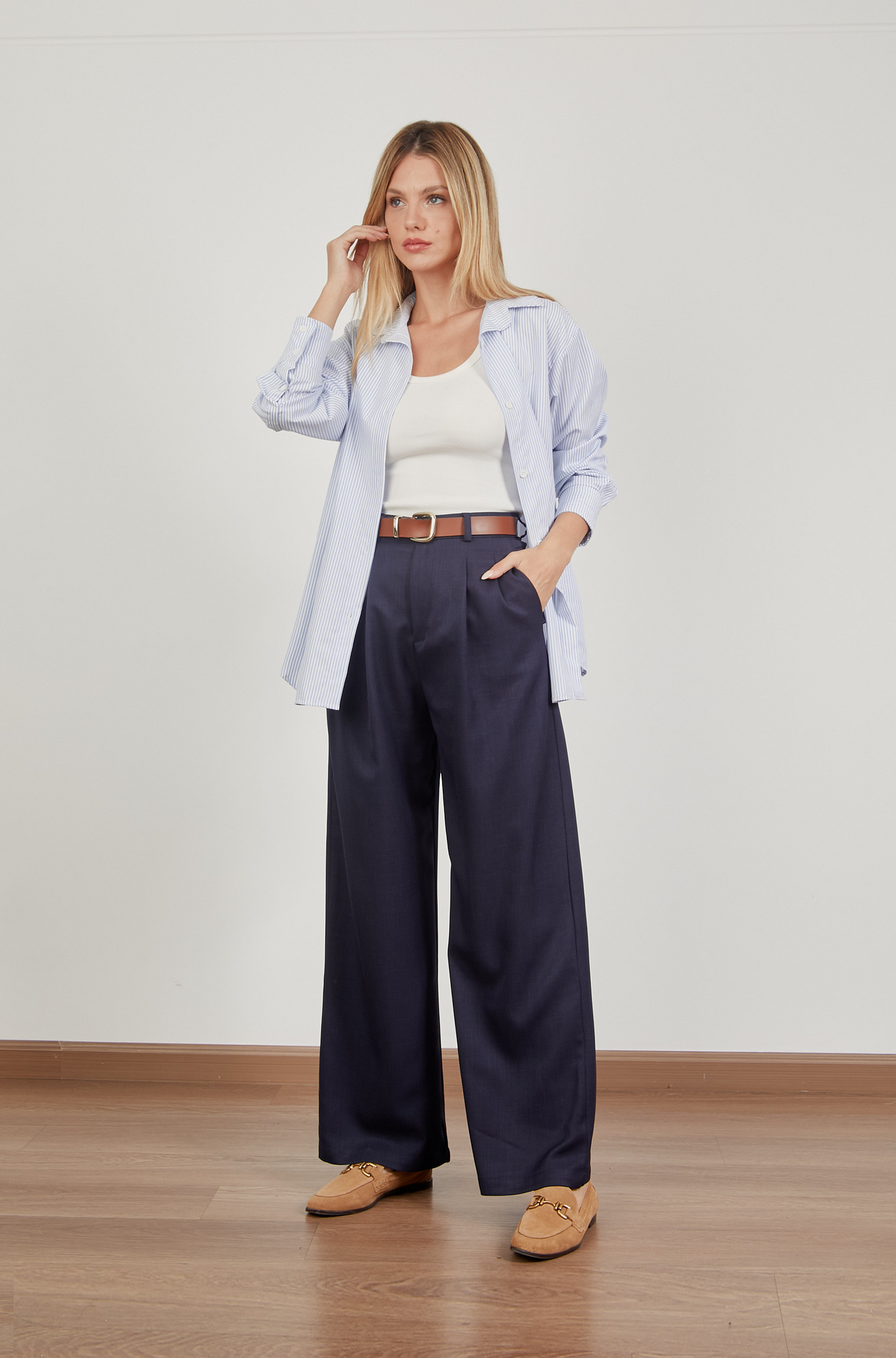 Pantalón sastre wide leg - Azul