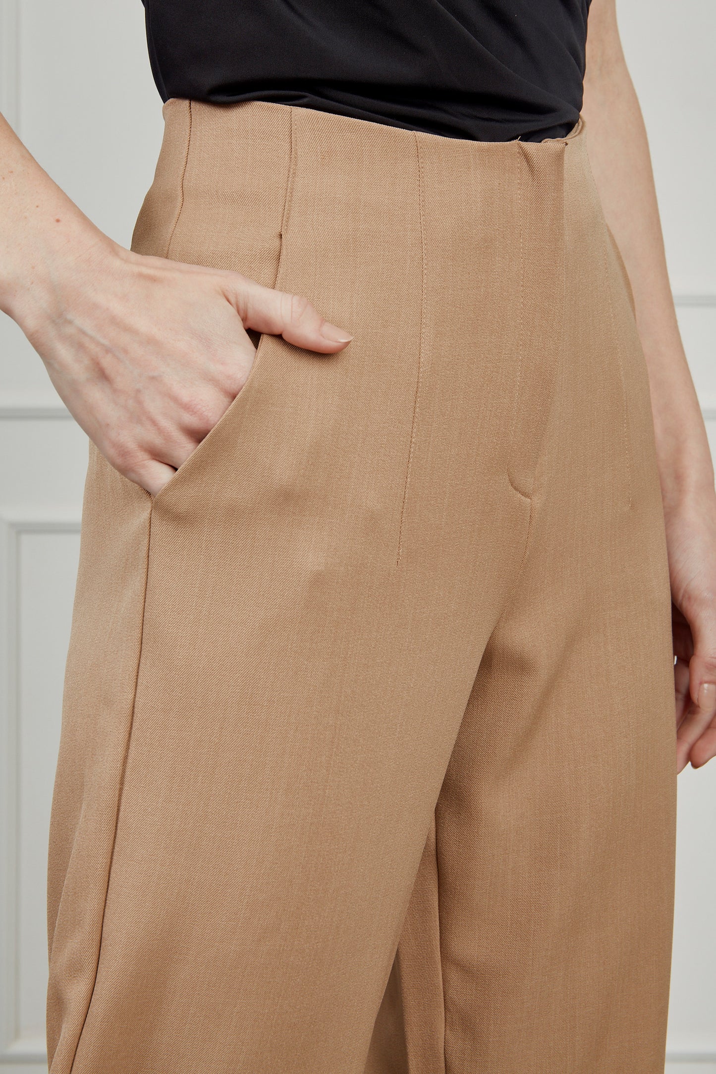 Pantalón slim pinzas - Beige
