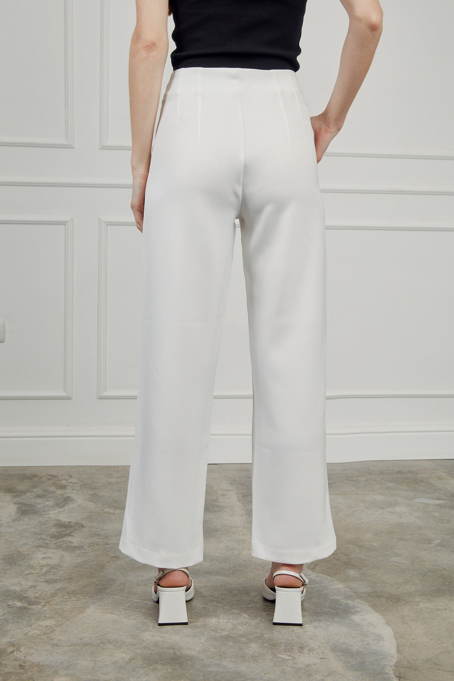 Pantalón slim pinzas - Perla