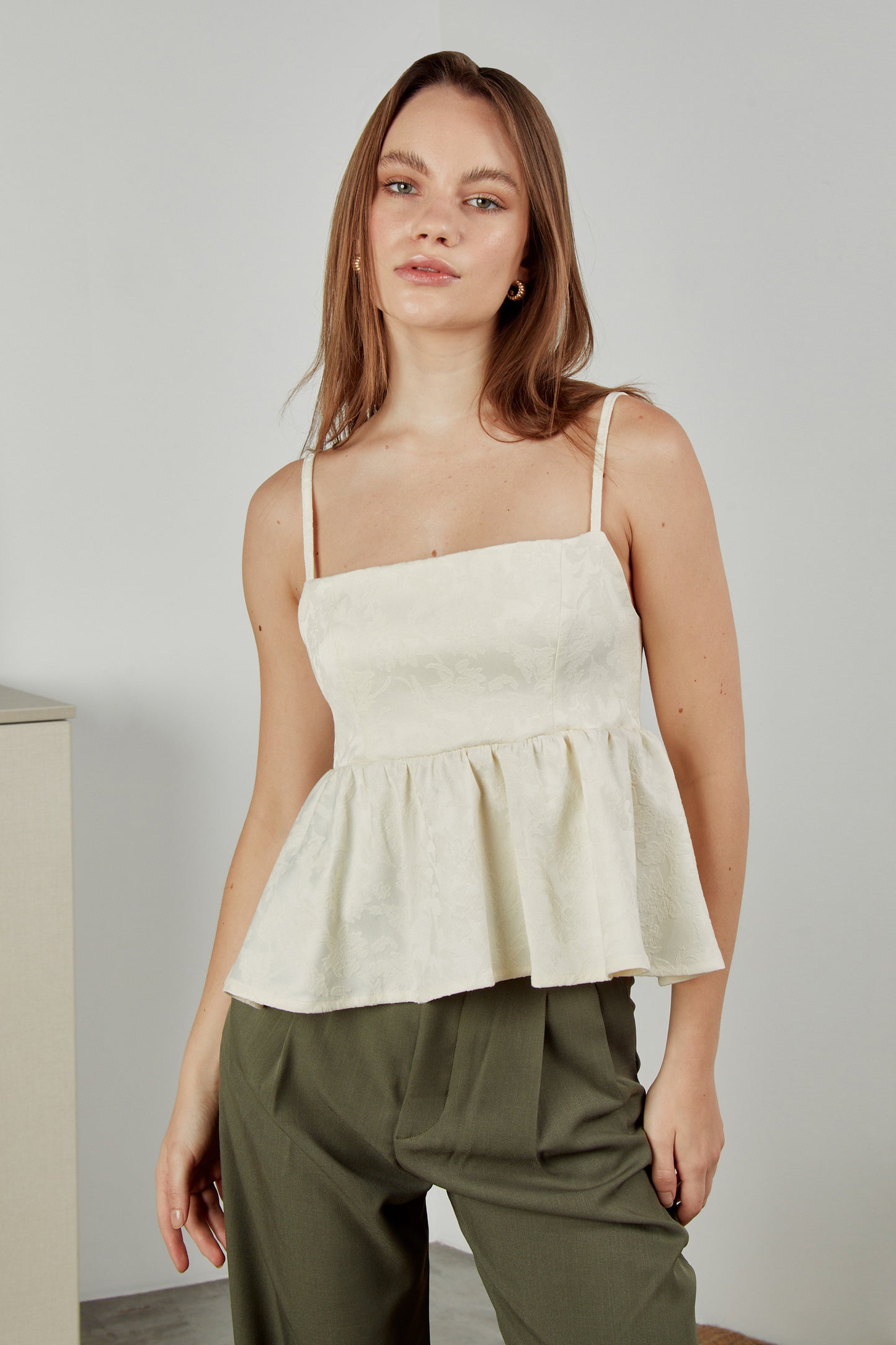 Top peplum brocado - Perla