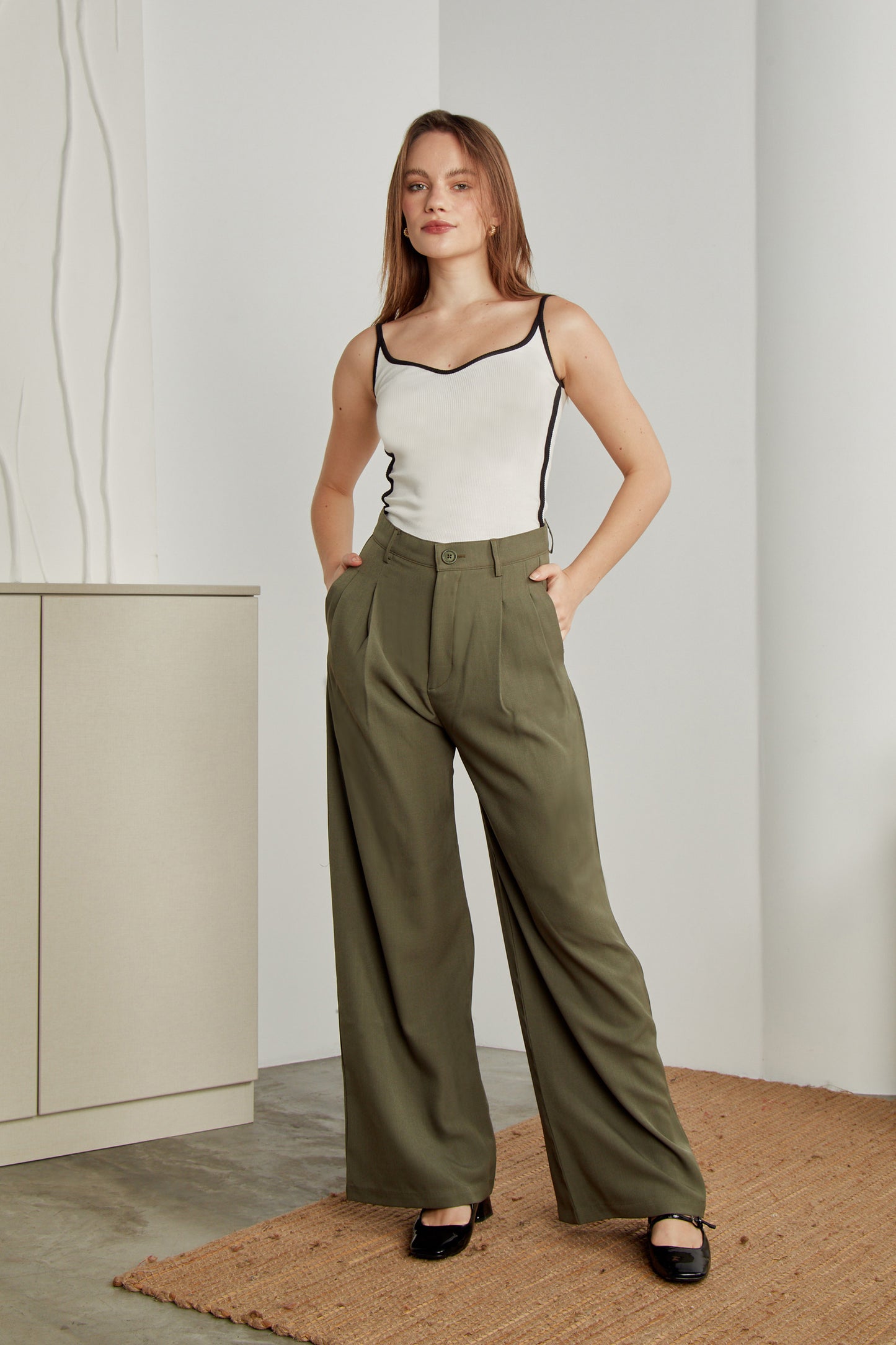 Pantalón sastre wide leg - Verde