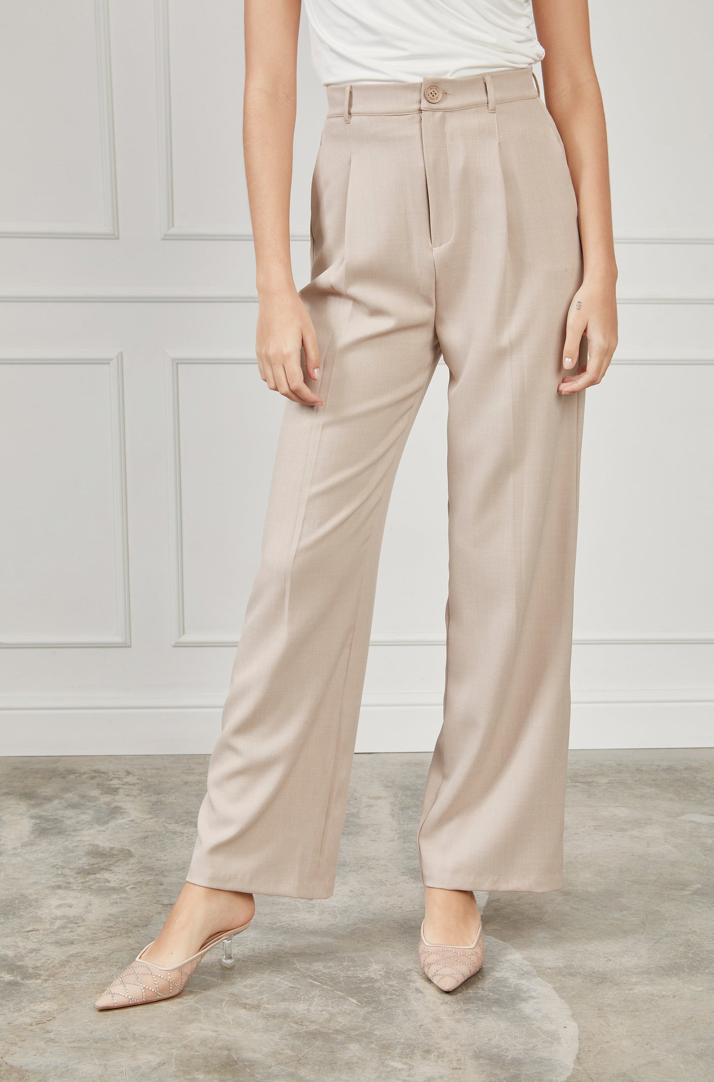 Pantalón sastre recto - Beige