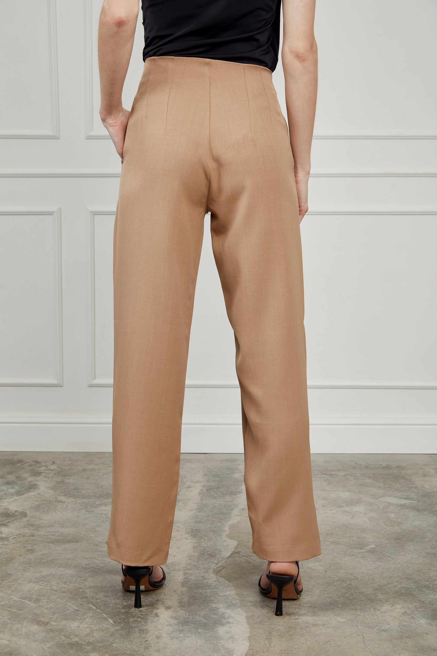 Pantalón slim pinzas - Beige