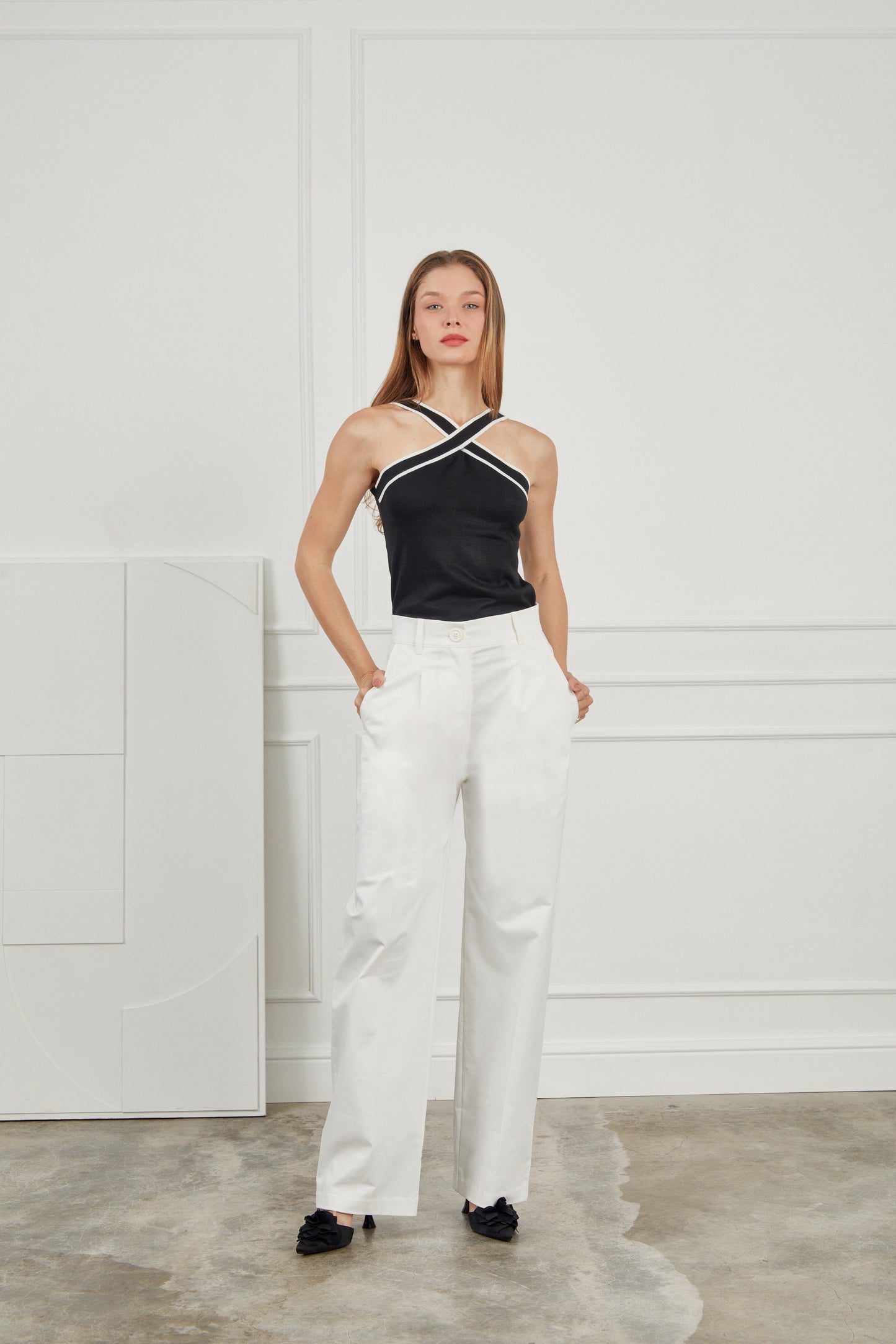 Pantalón drill wide leg - Perla
